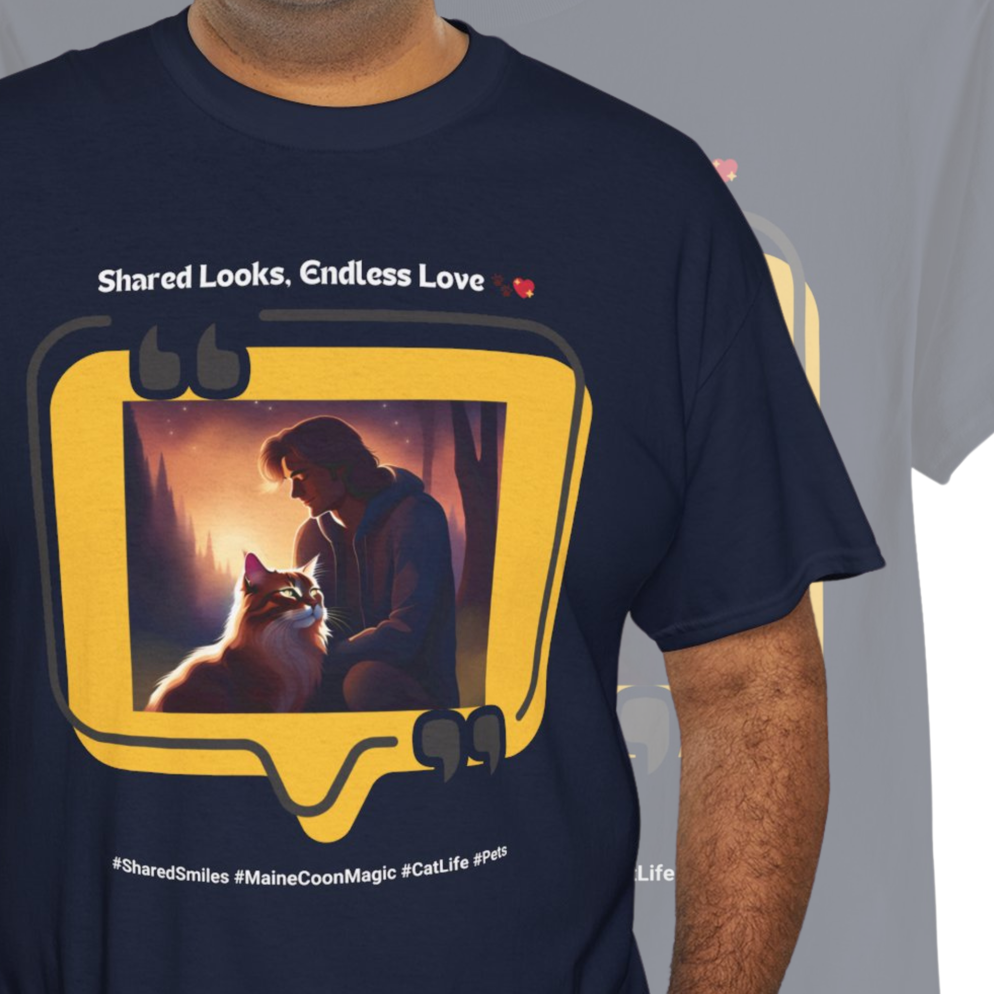 Men’s “Shared Looks, Endless Love” Maine Coon T‑Shirt – Bonding Cat Dad Gift