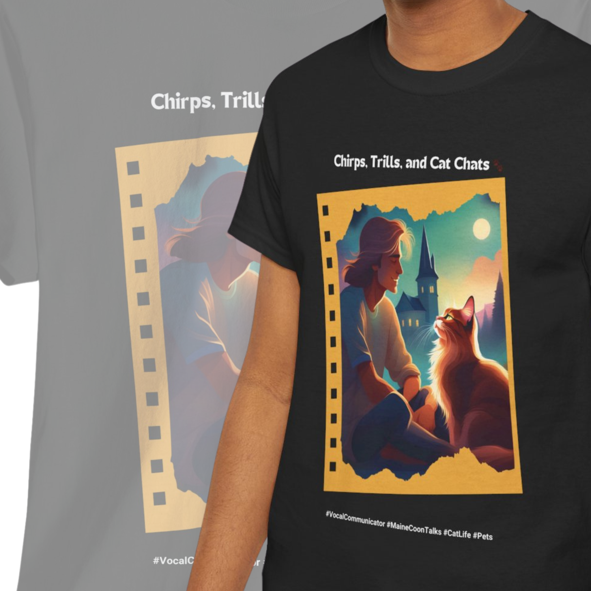 Men’s “Chirps, Trills & Cat Chats” Maine Coon T‑Shirt – Vocal Cat Dad Gift