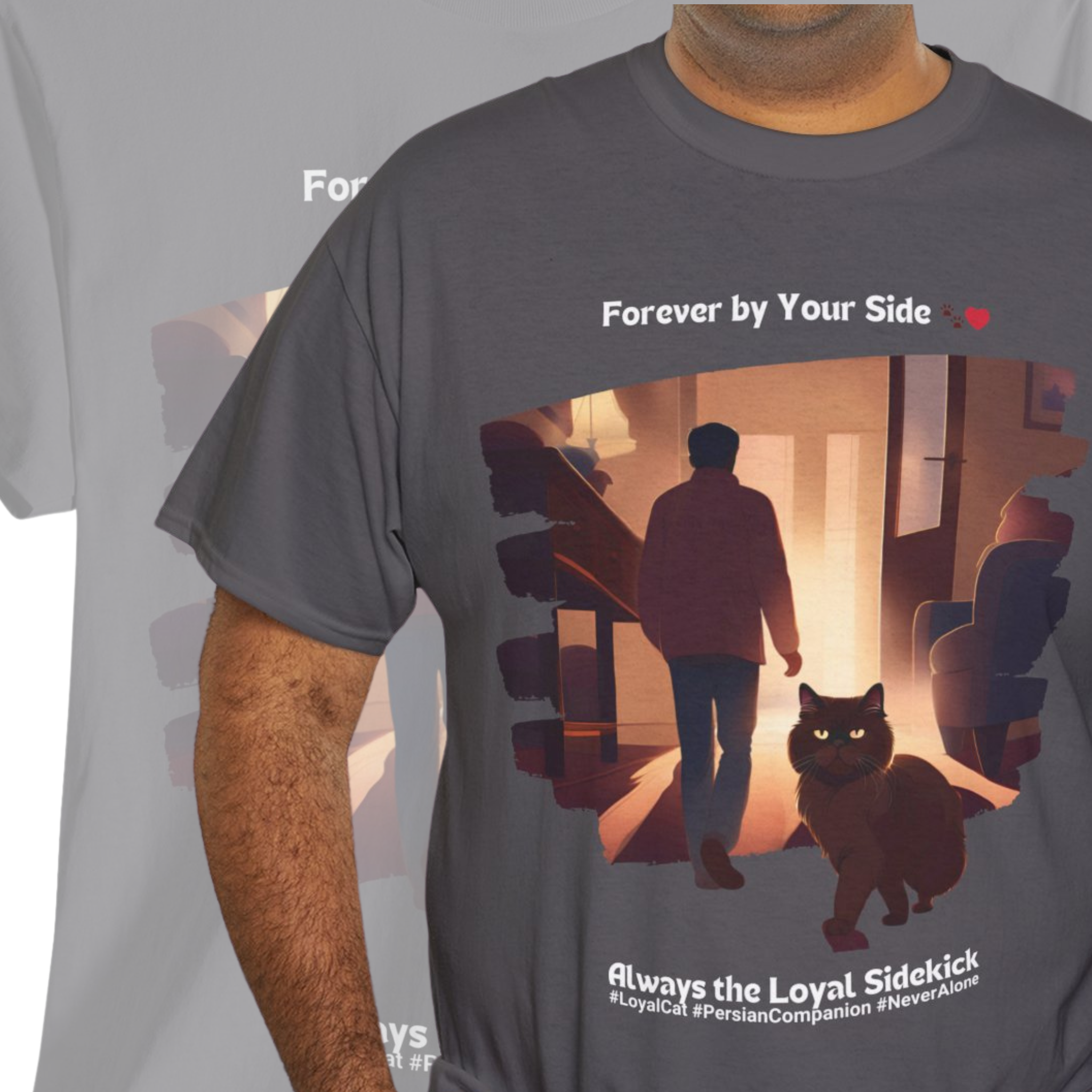 Men’s “Forever by Your Side” Persian T‑Shirt – Loyal Cat Dad Gift