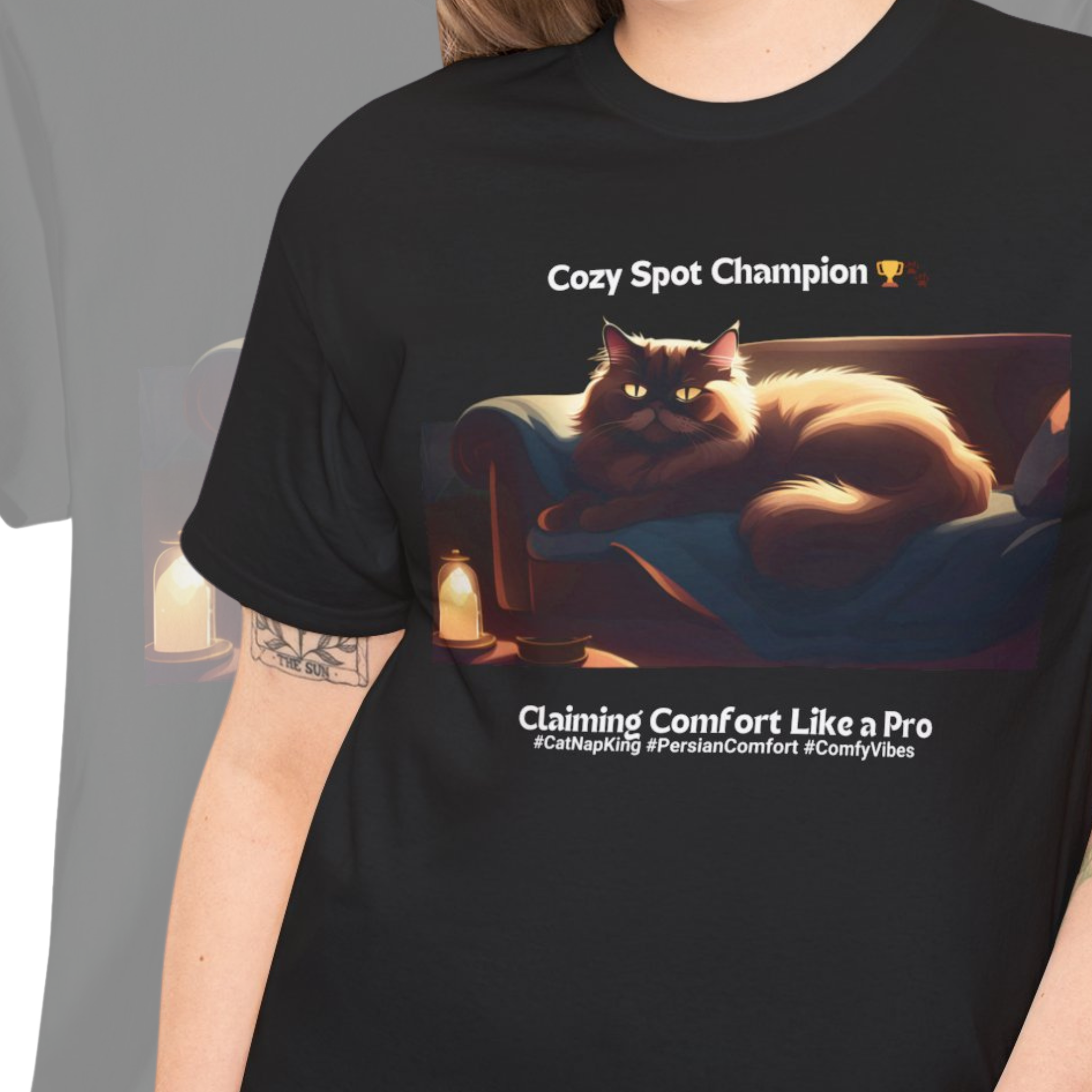 Unisex “Cozy Spot Champion” Persian T‑Shirt – Nap King Cat Gift