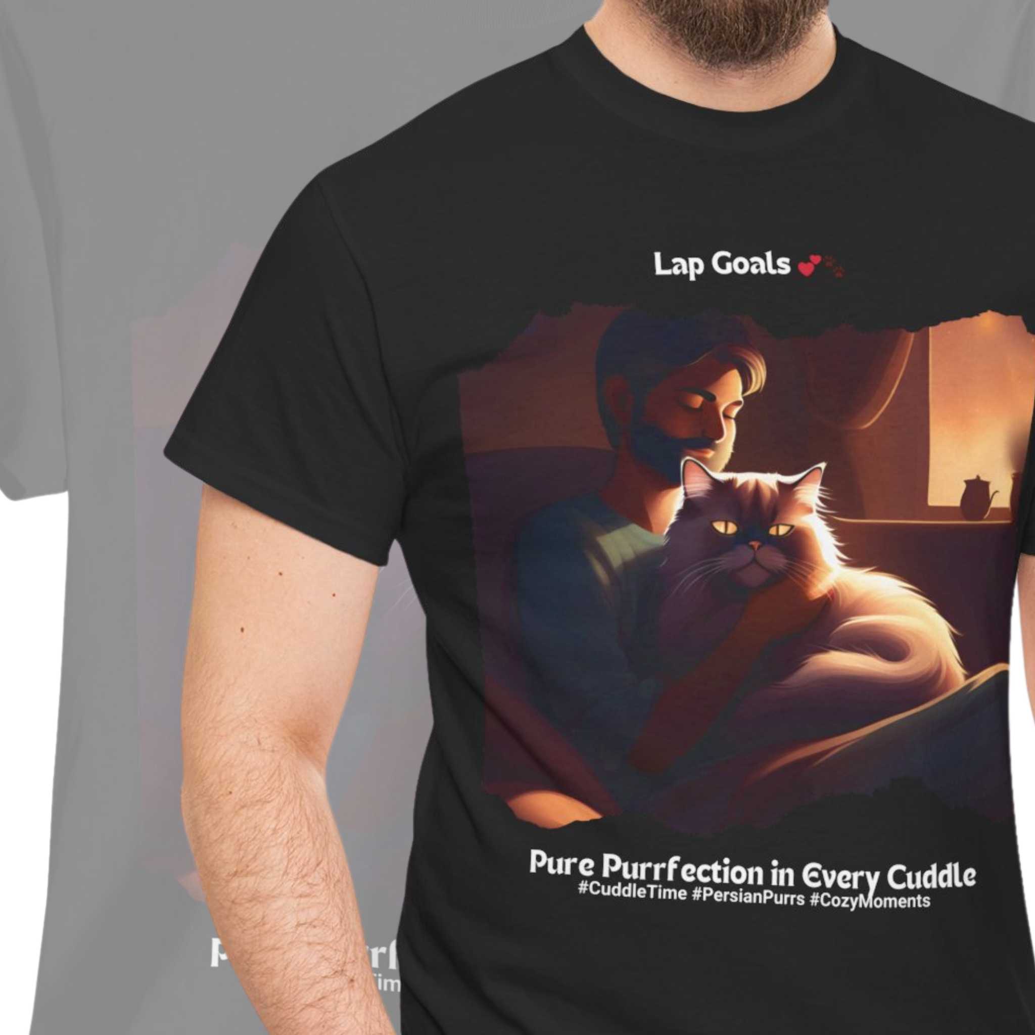 Men’s “Lap Goals: Persian Purrfection” T‑Shirt – Cozy Cat Dad Gift