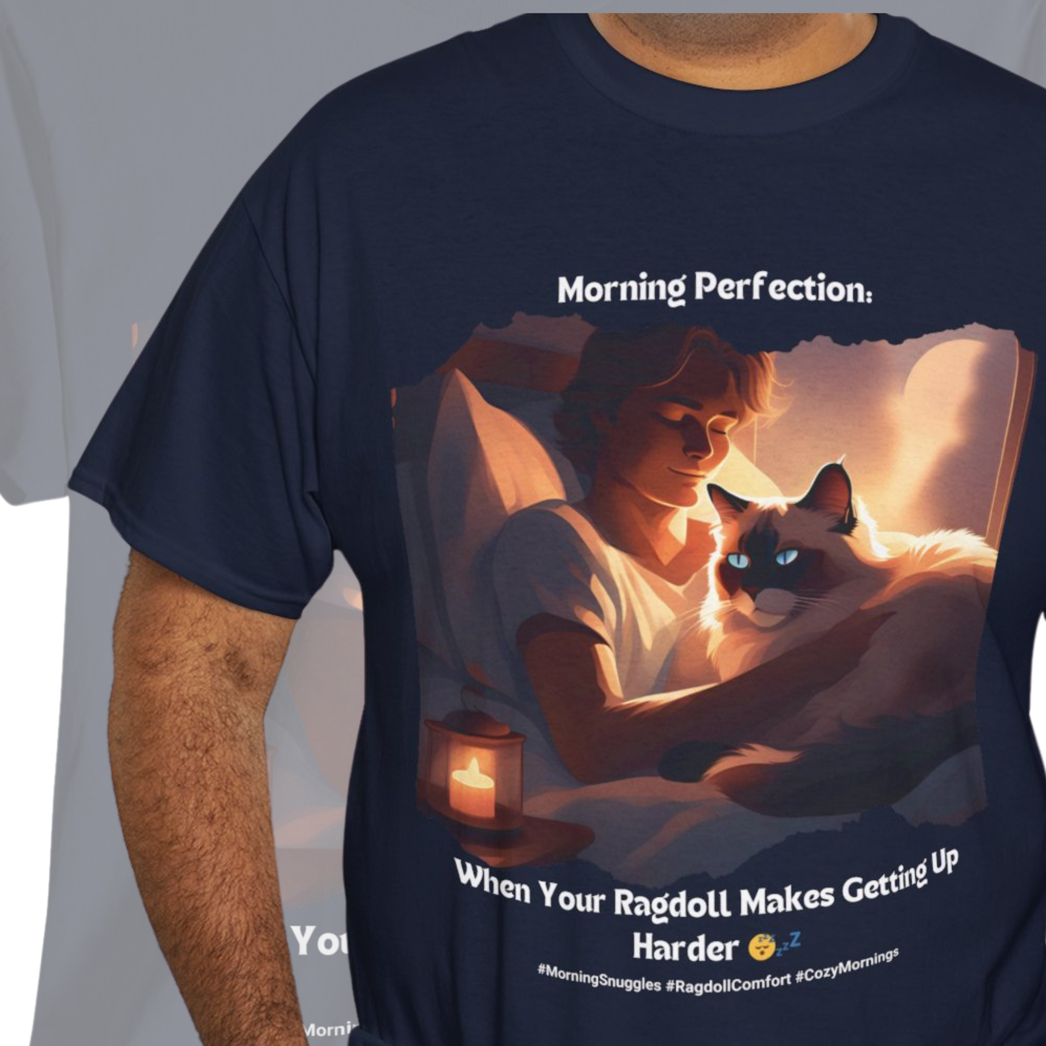 Men’s “The Snuggle Bug” Ragdoll T‑Shirt – Cozy Cat Dad Gift