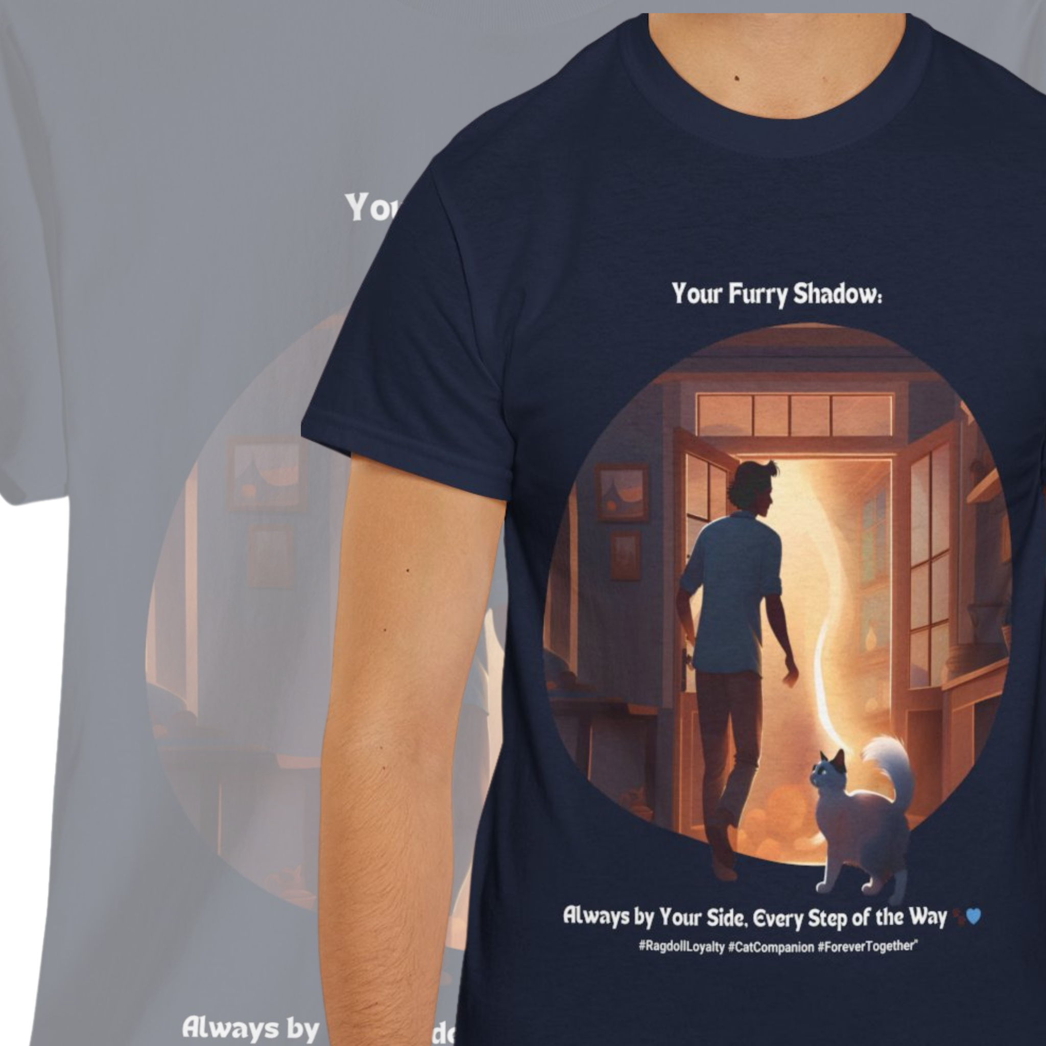 Men’s “Always by Your Side” Ragdoll T‑Shirt – Devoted Cat Dad Gift