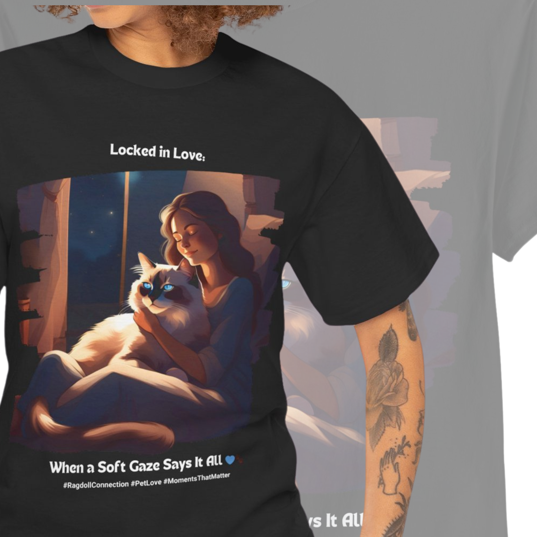 Women’s “A Gaze That Speaks Volumes” Ragdoll T‑Shirt – Expressive Cat Mom Gift