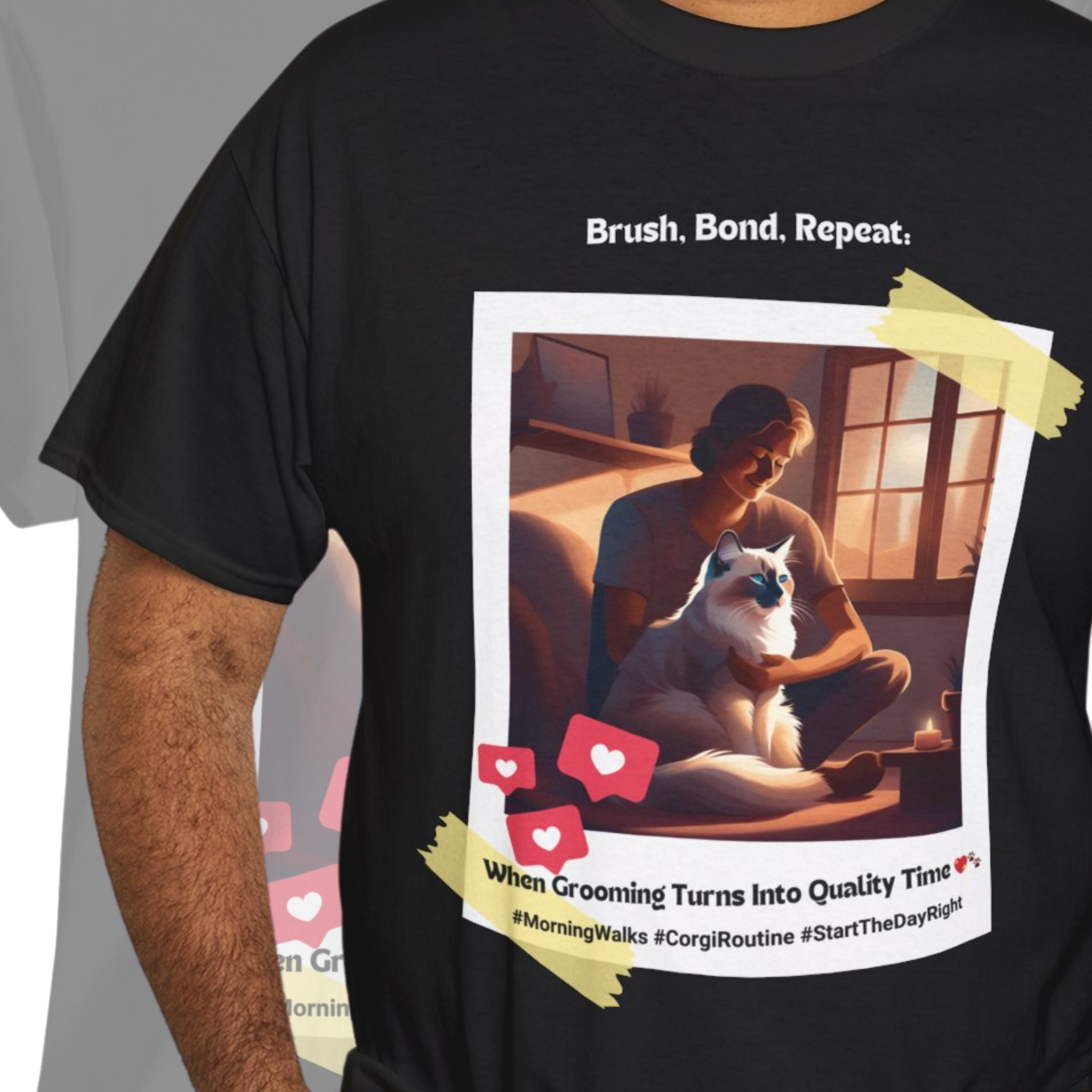 Men’s “Grooming: The New Bonding Activity” Ragdoll T‑Shirt – Bond Cat Dad Gift