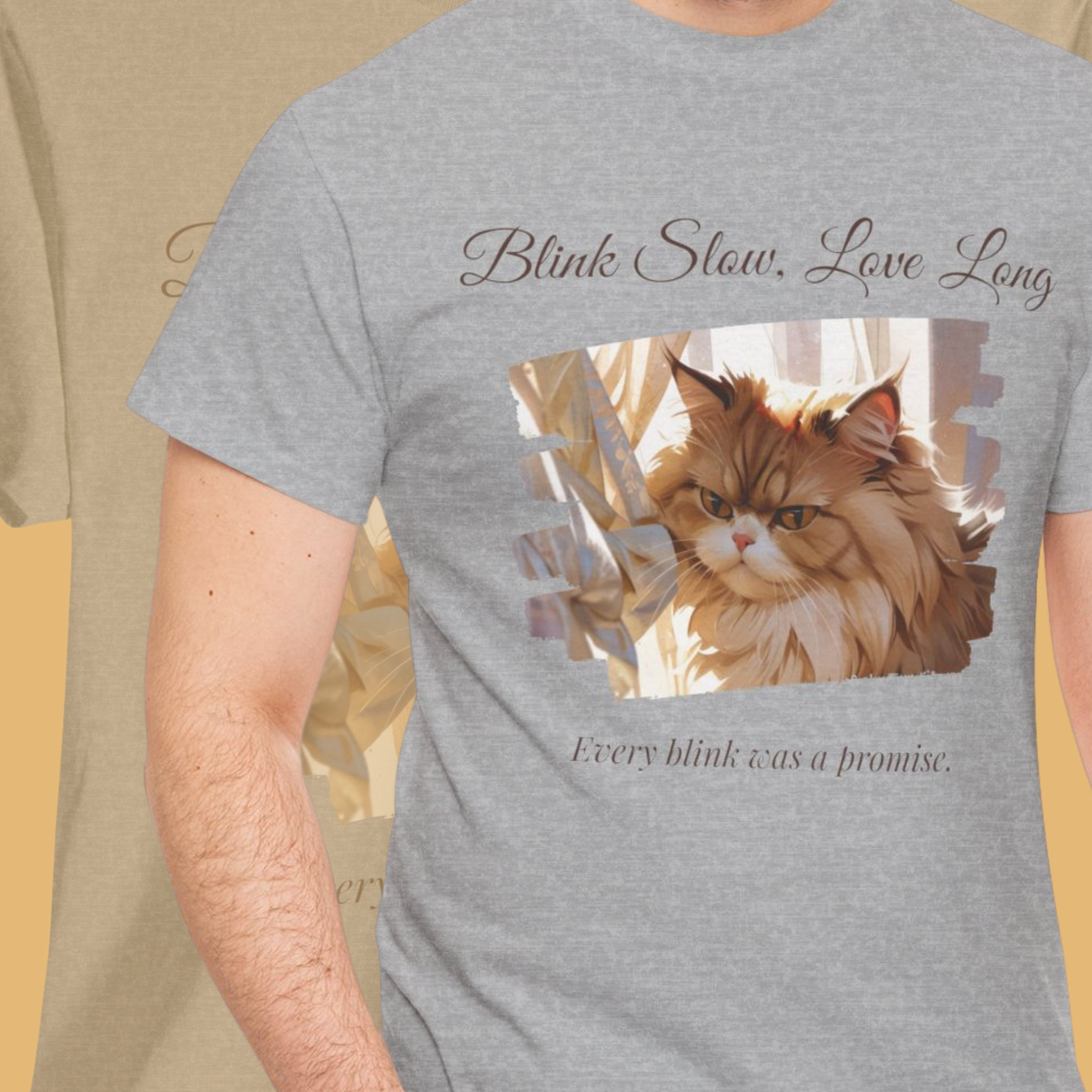 Unisex “Blink Slow, Love Long” Persian Cat T-Shirt – Sentimental Cat Lover Tee