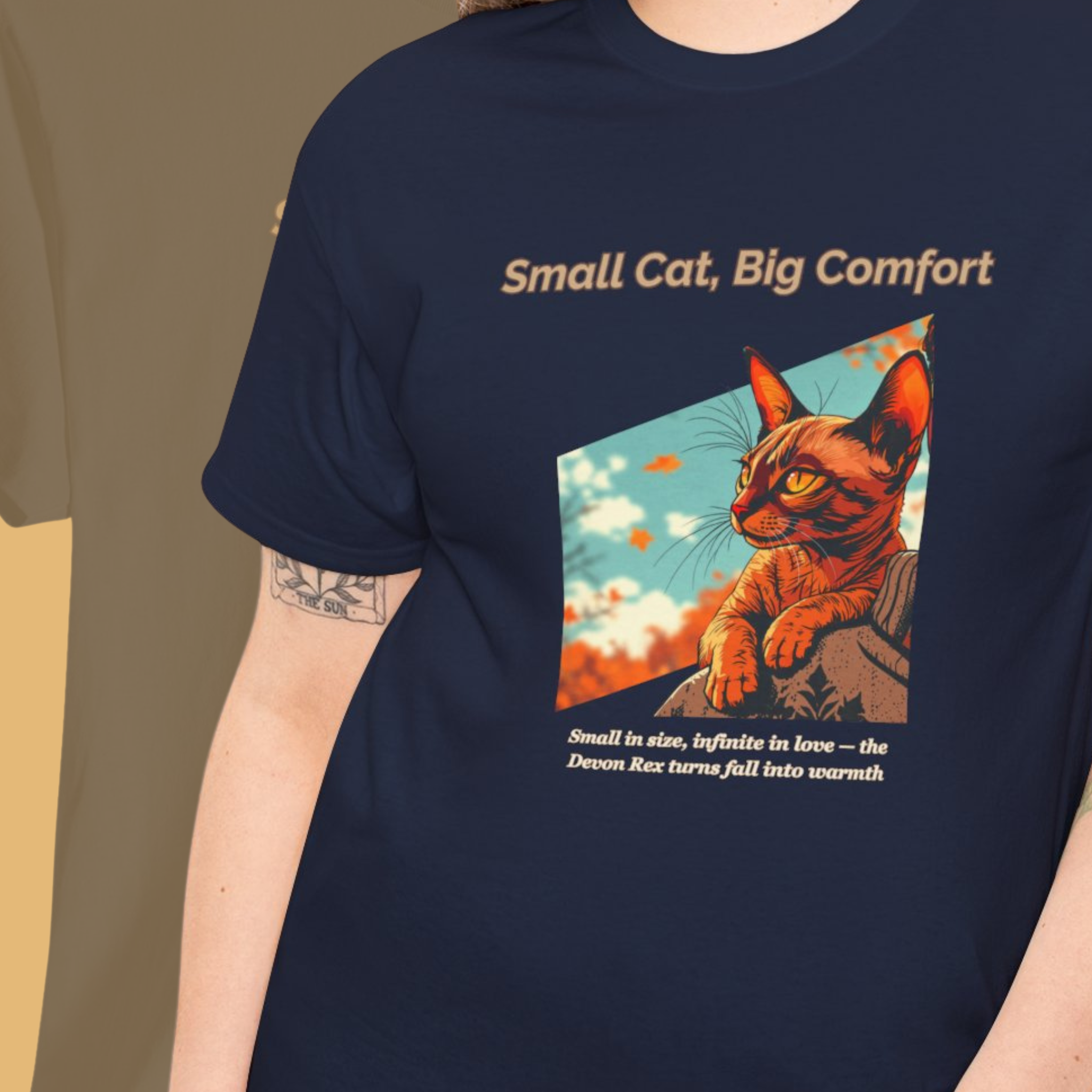 Unisex T-Shirt – Small Cat, Big Comfort: Devon Rex Fall Shirt