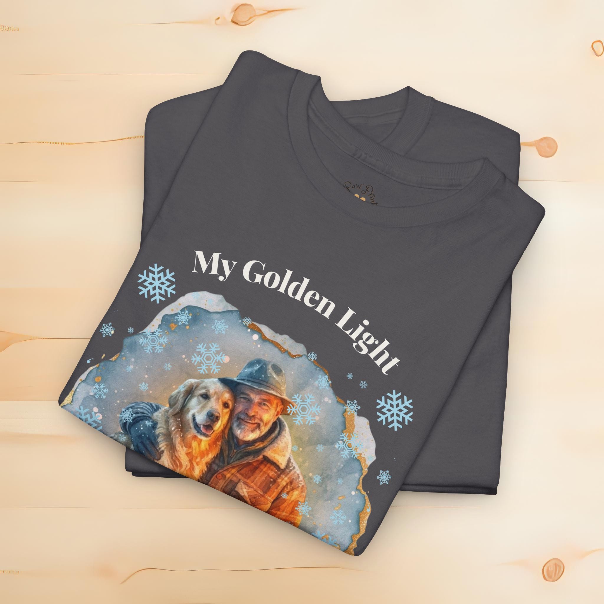Unisex Personalized T-Shirt – My Golden Light: Custom Golden Retriever Watercolor Winter Portrait