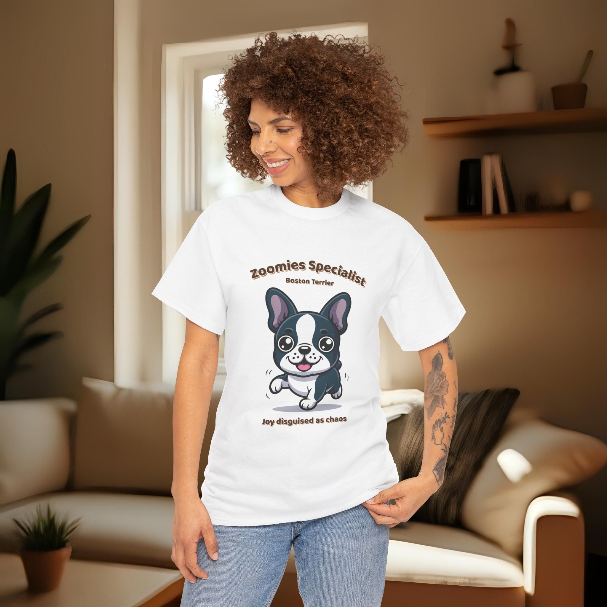Unisex T-Shirt – Zoomies Specialist: Boston Terrier Everyday Moments Edition