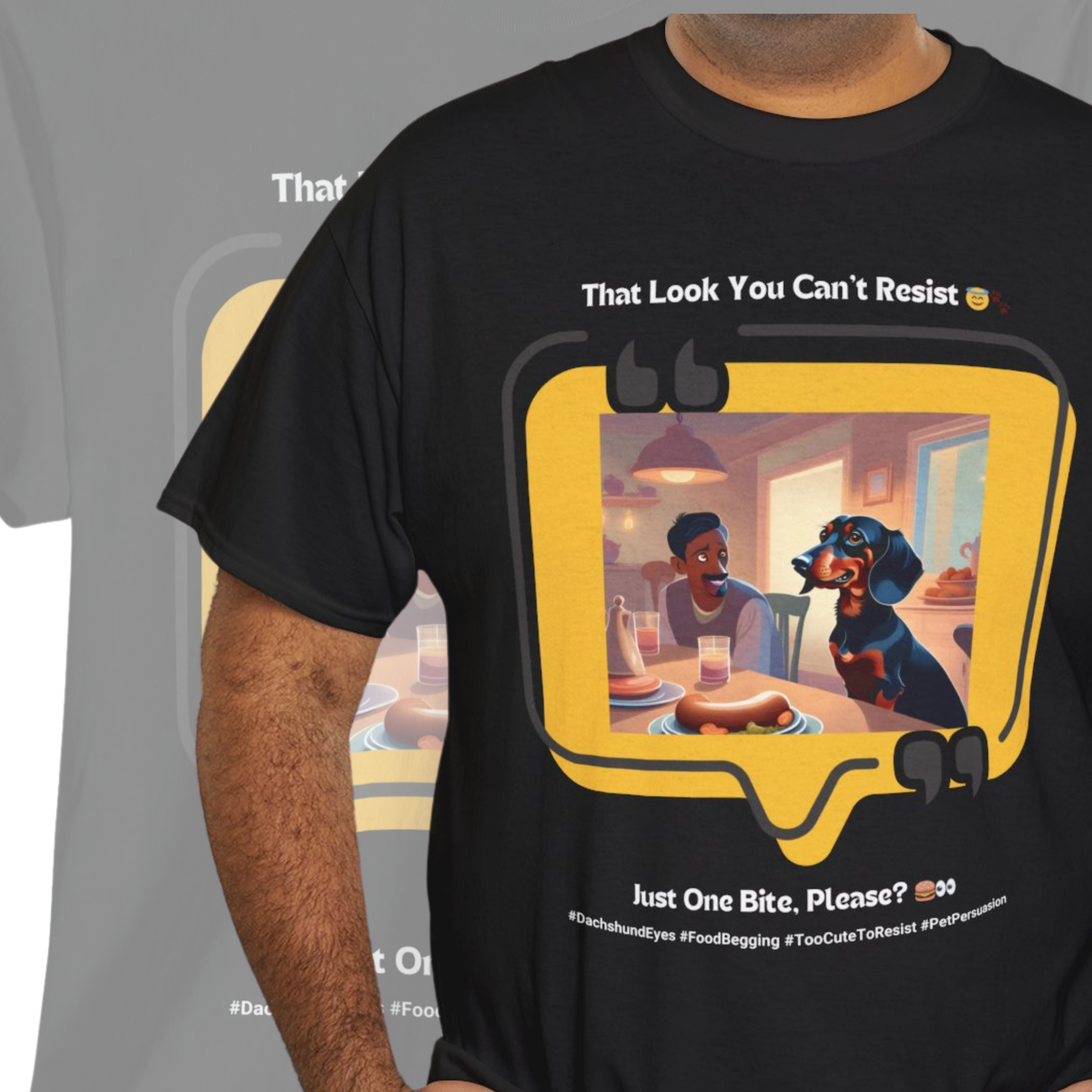 Men's - That Look You Can't Resist: Dachshund Begging T-Shirt