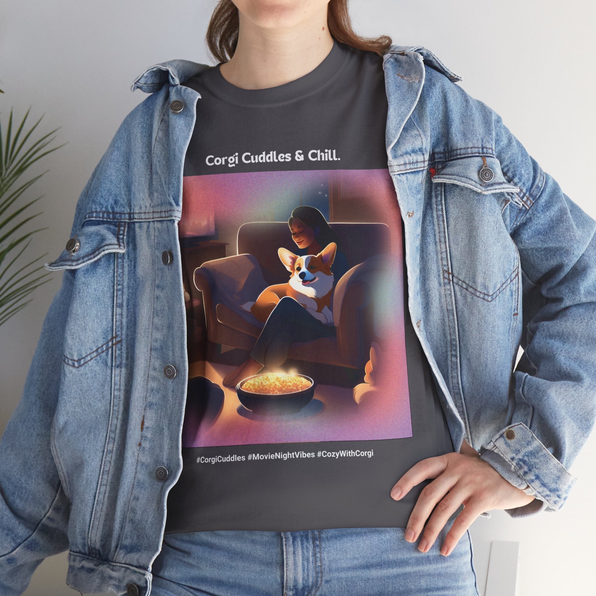 Women's - Corgi Cuddles & Chill: Cozy Movie Nights T-Shirt