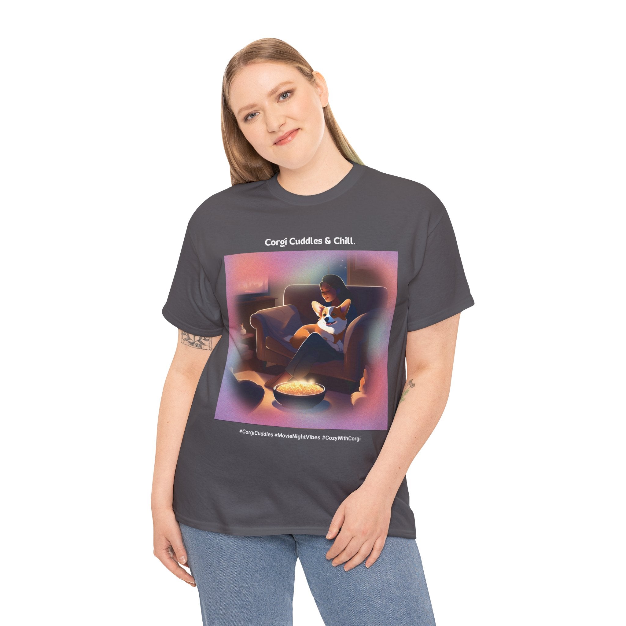 Women's - Corgi Cuddles & Chill: Cozy Movie Nights T-Shirt