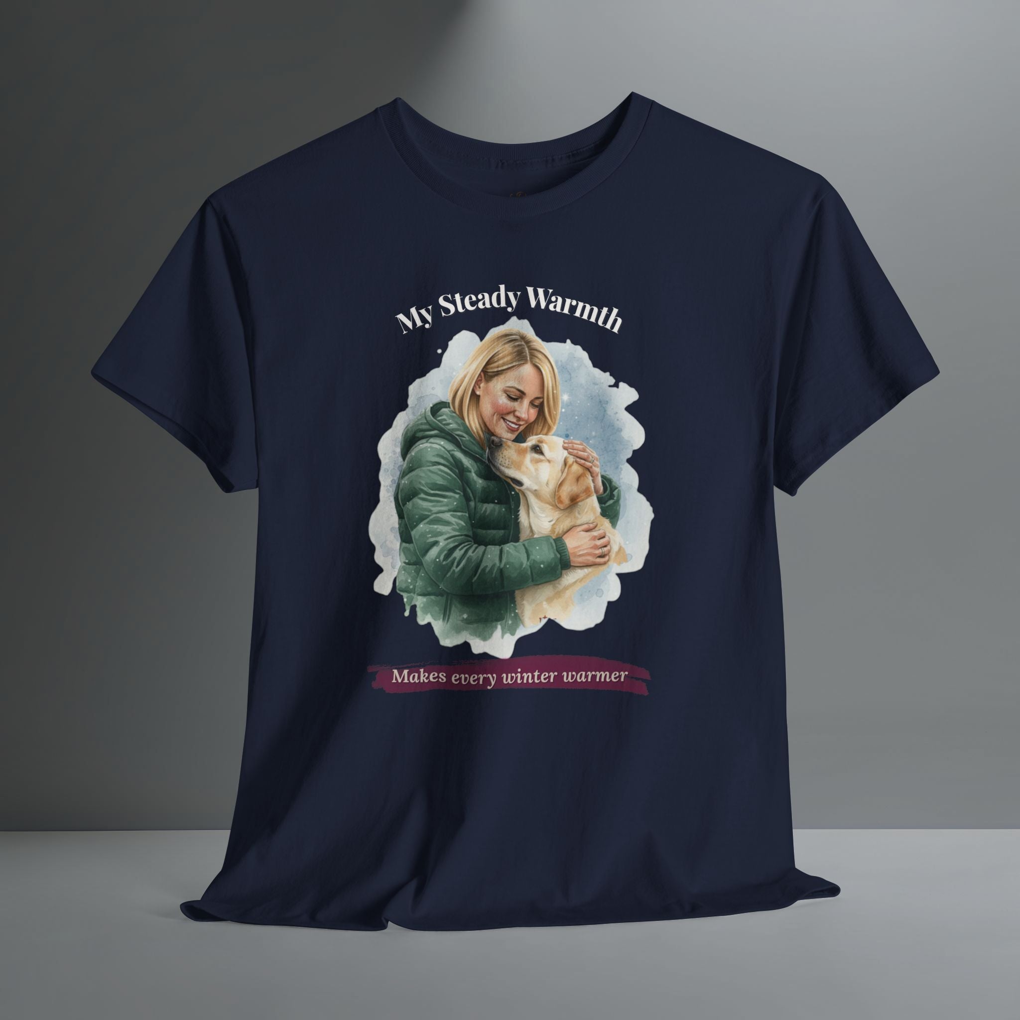 Unisex Personalized T-Shirt – My Steady Warmth: Custom Labrador Watercolor Winter Portrait