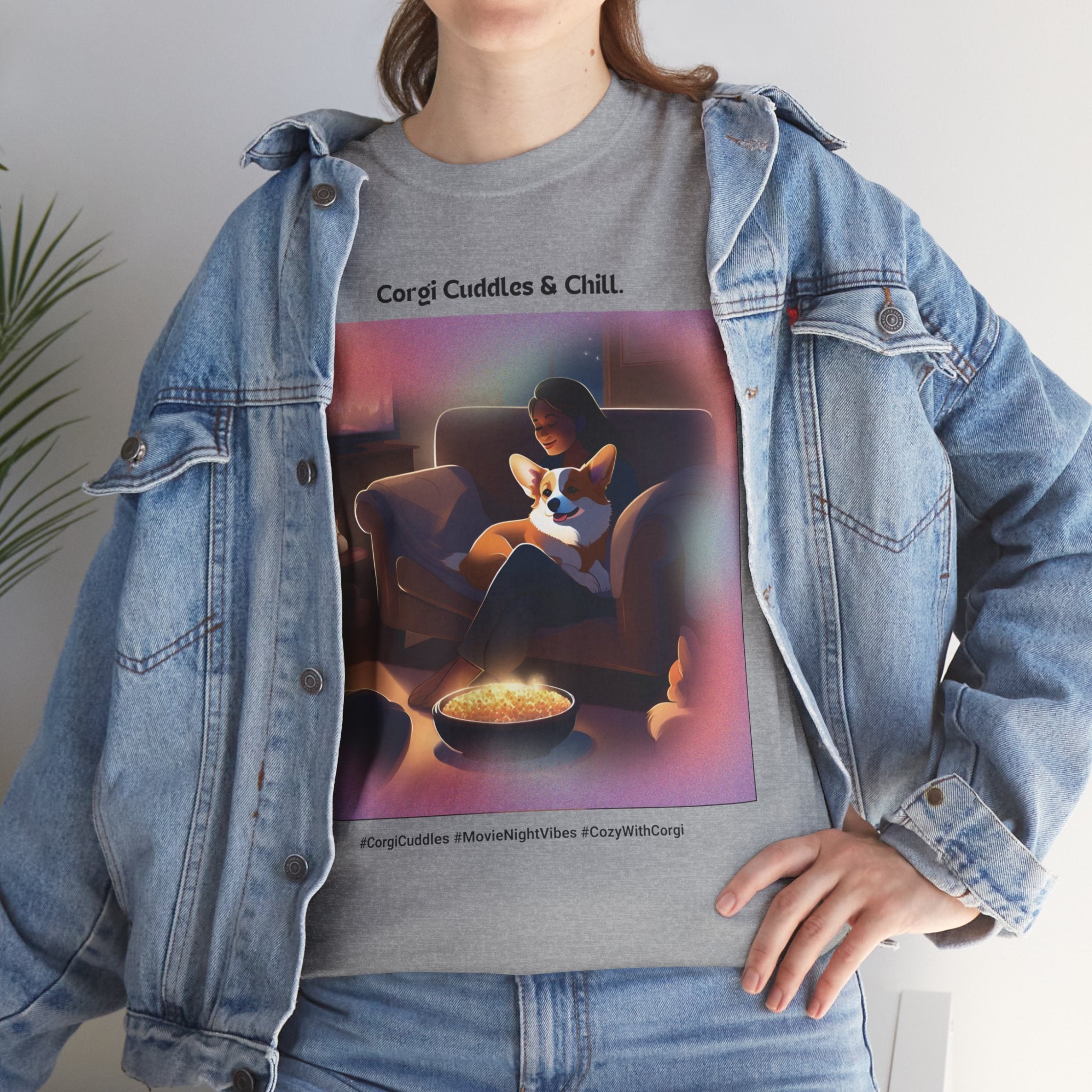 Women's - Corgi Cuddles & Chill: Cozy Movie Nights T-Shirt