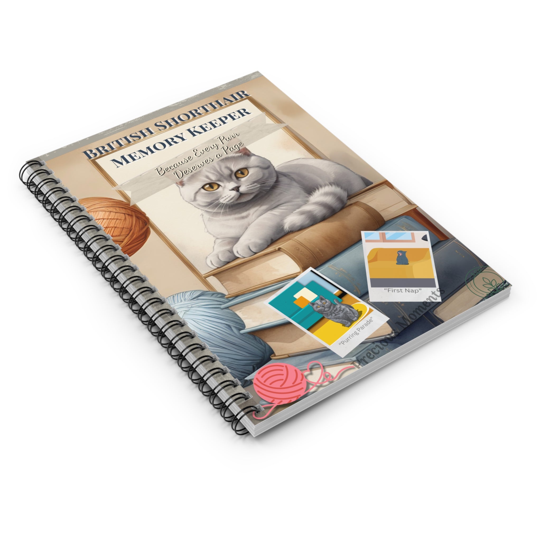 British Shorthair Memory Keeper Notebook, Cat Lover's Journal, Gift for Pet Owners, Cute Spiral Notebook, Writing Journal for Cat Lovers