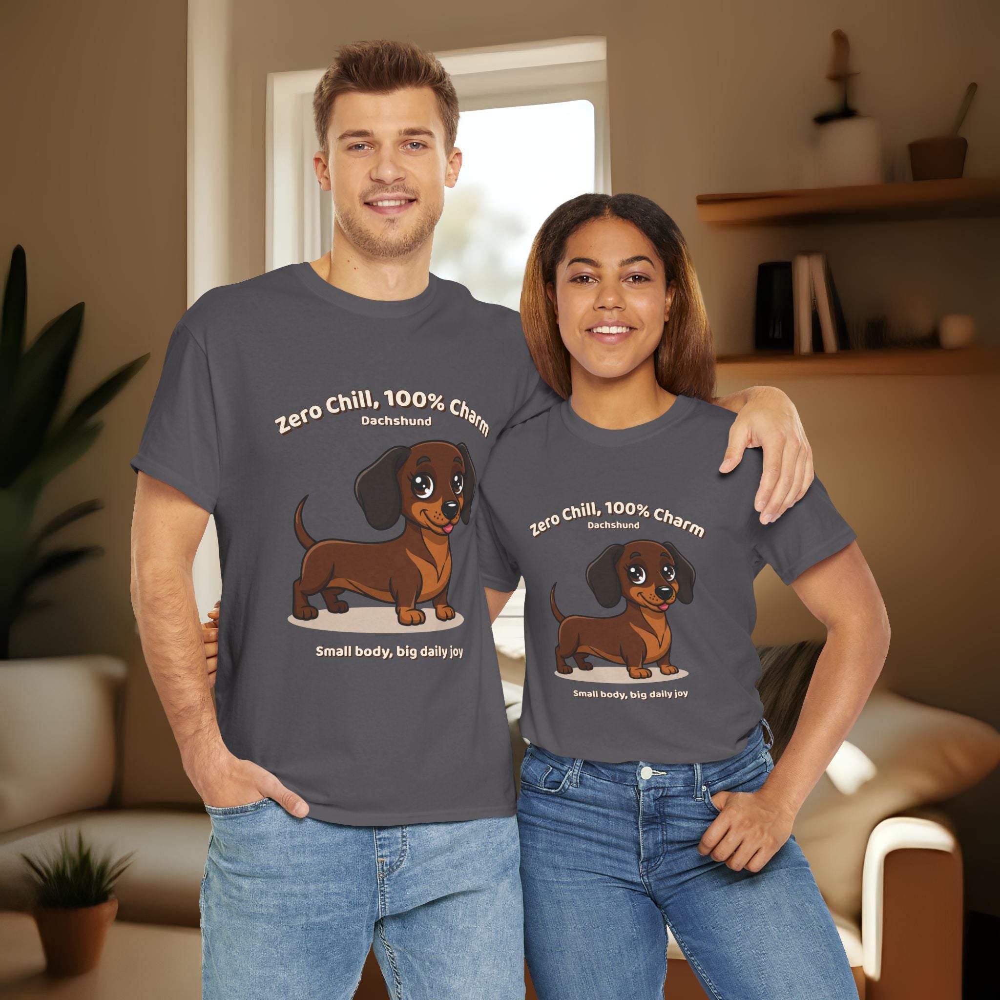 Unisex T-Shirt – Zero Chill, 100% Charm: Dachshund Everyday Moments Edition