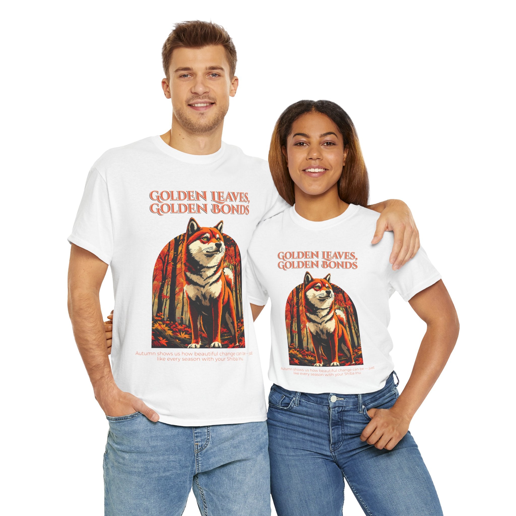Unisex T-Shirt – Golden Leaves, Golden Bonds: Shiba Inu Autumn Shirt
