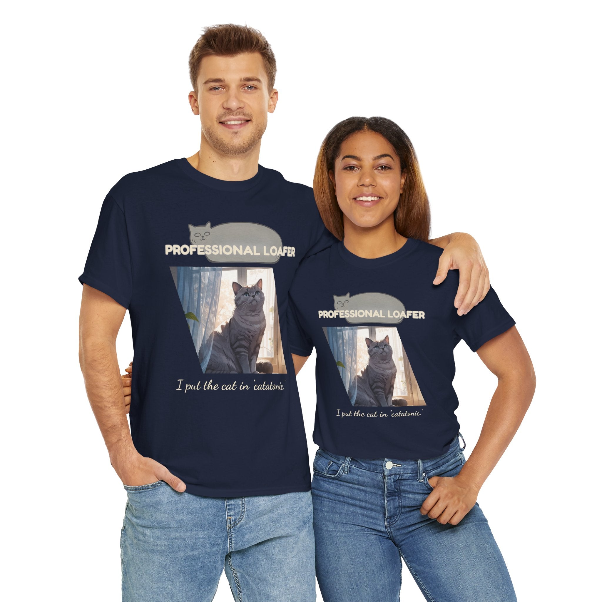 Unisex “Professional Loafer” British Shorthair Cat T-Shirt – Relaxed Fit Funny Pet Shirt