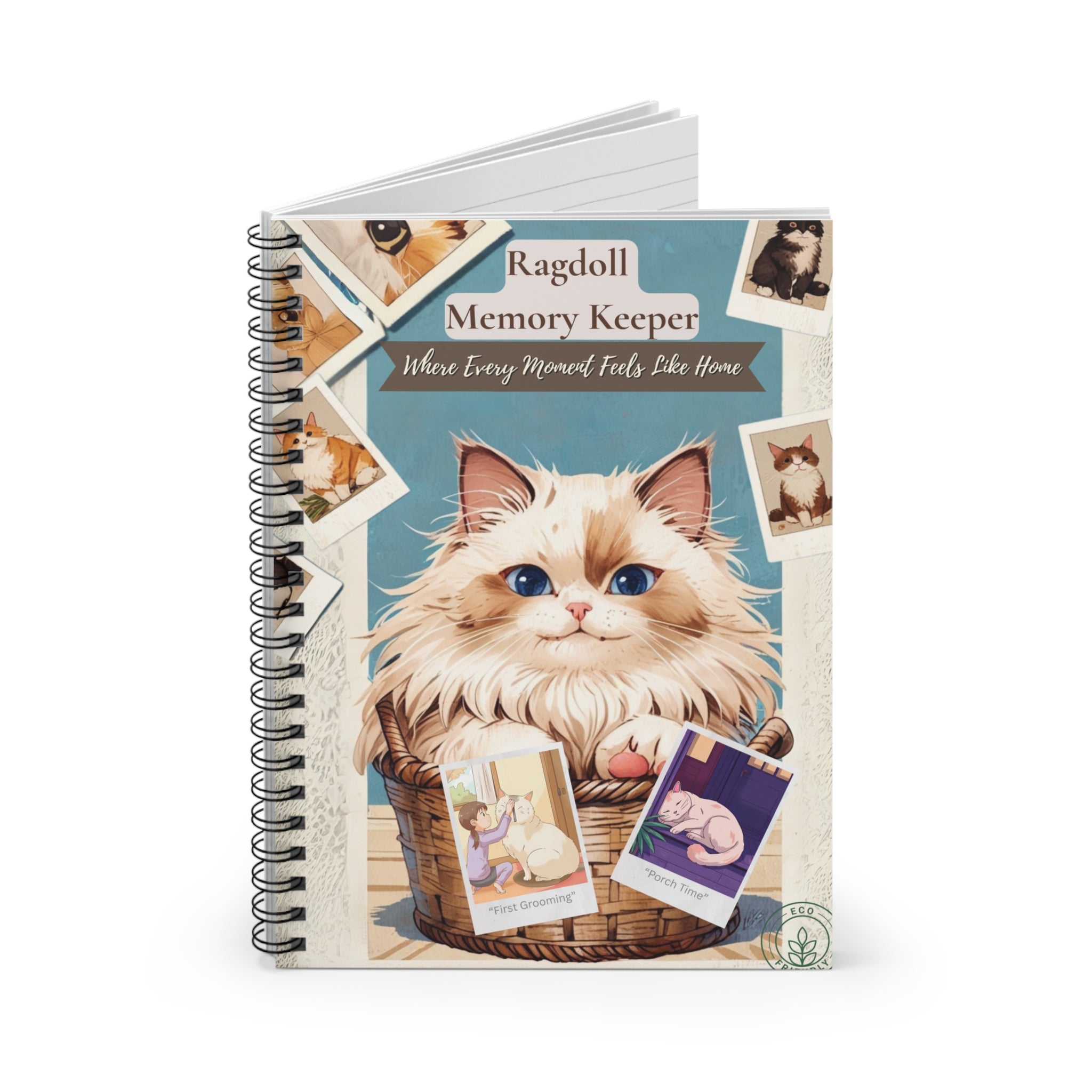 Ragdoll Cat Spiral Notebook – Polaroid-Style Memory Keeper, Scrapbook for Cat Lovers, Gift for Cat Owners, Journaling, Back to School, Cute Stationery