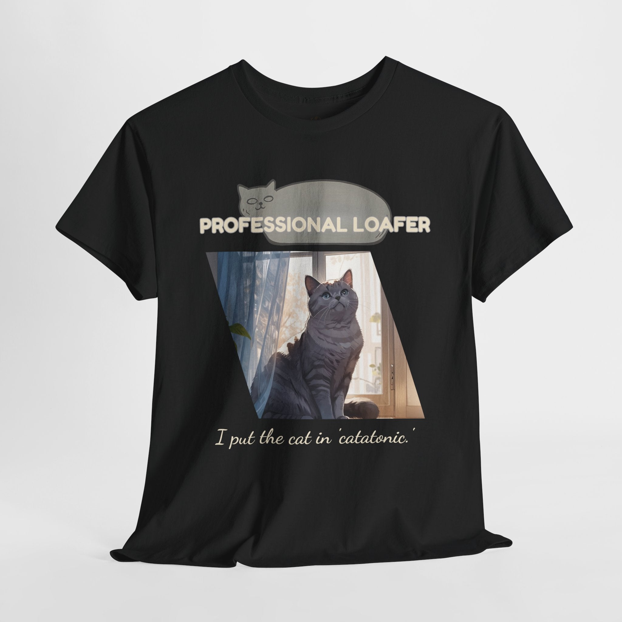 Unisex “Professional Loafer” British Shorthair Cat T-Shirt – Relaxed Fit Funny Pet Shirt