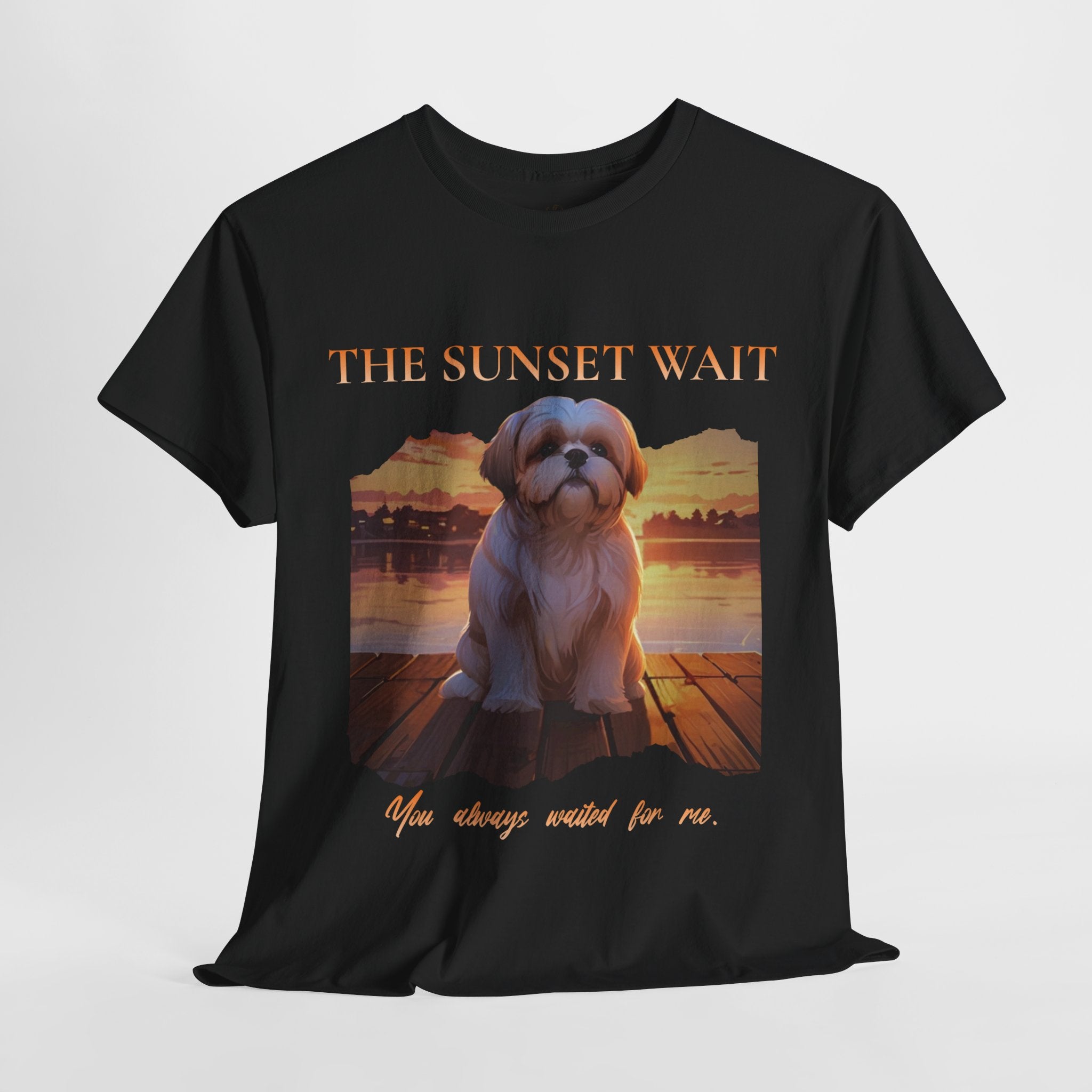 Unisex “The Sunset Wait” Shih Tzu T-Shirt – Sentimental Pet Lover Tee, Late Summer Edition