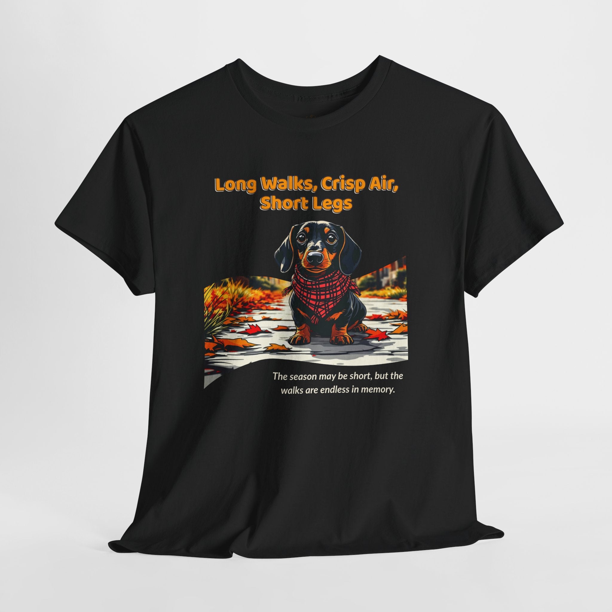 Unisex T-Shirt – Long Walks, Crisp Air, Short Legs: Dachshund Fall Shirt