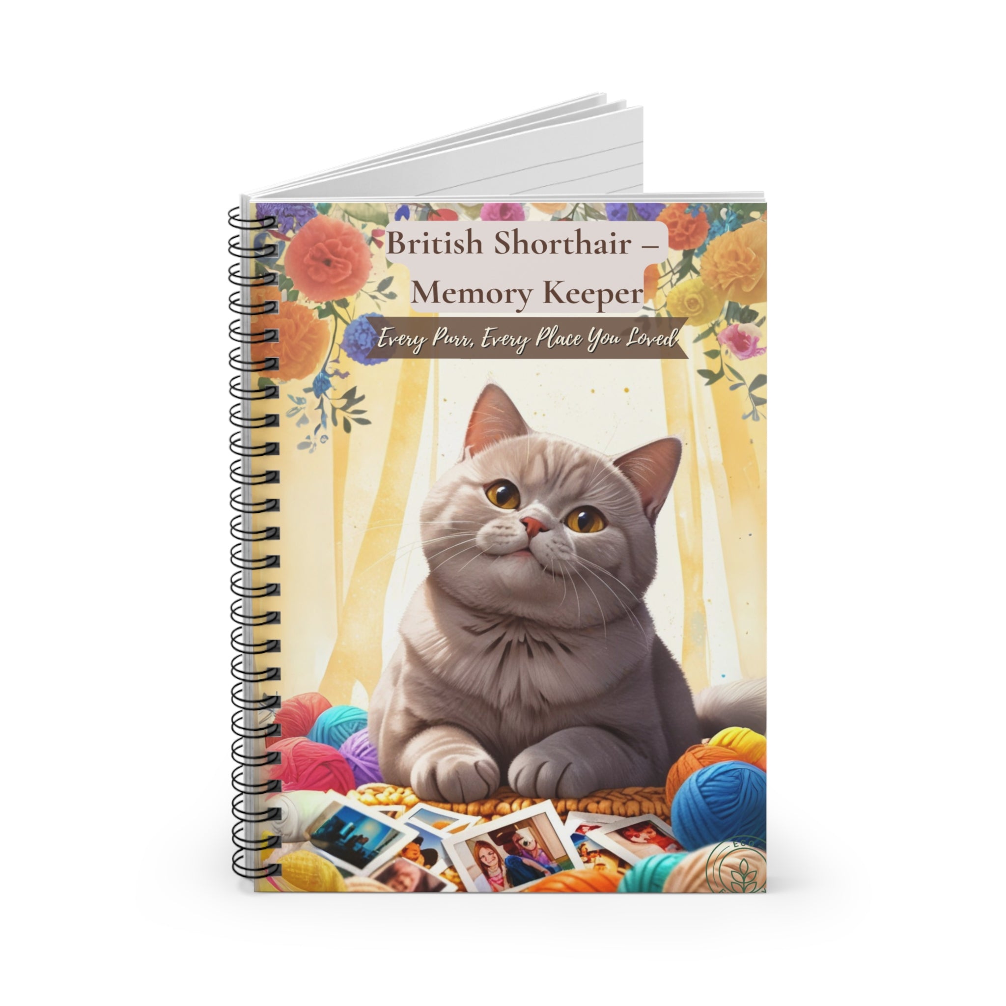 British Shorthair Spiral Notebook – Polaroid-Style Memory Keeper, Scrapbook for Cat Lovers, Gift for Cat Owners, Journaling, Back to School, Cute Stationery
