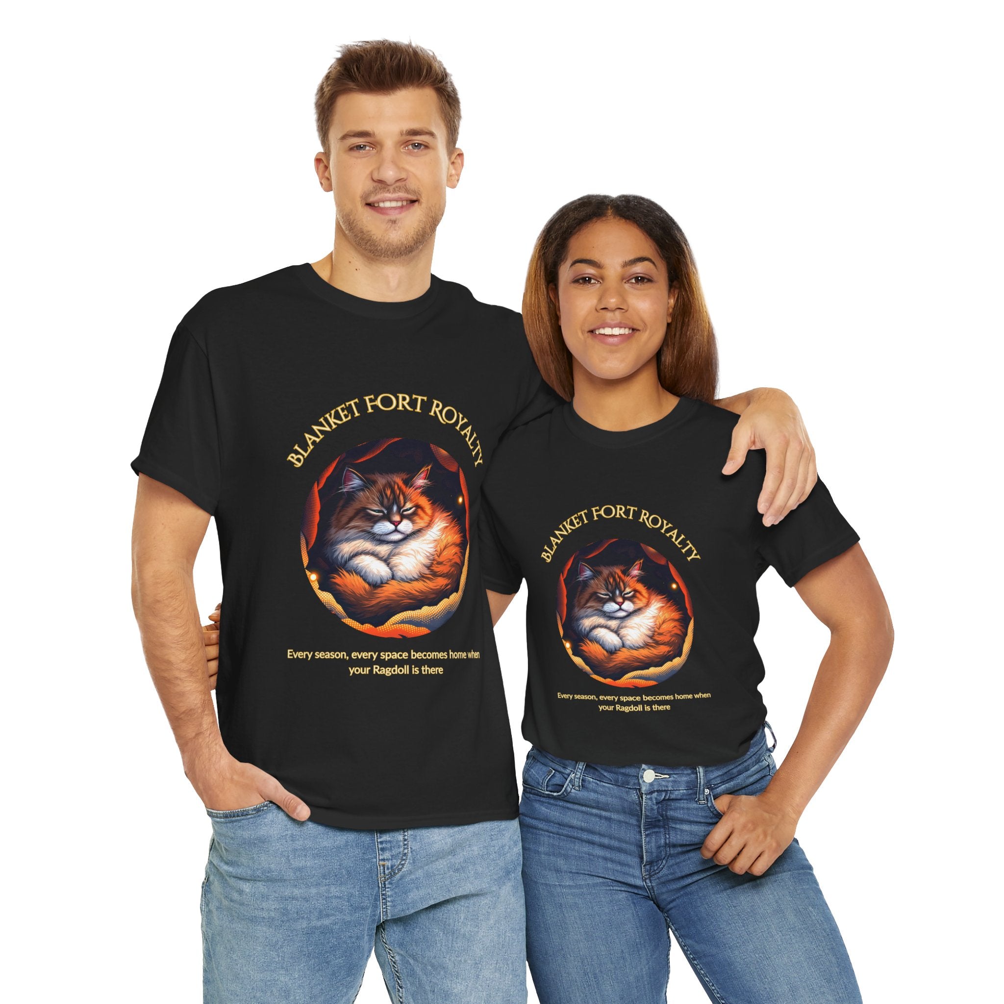 Unisex T-Shirt – Blanket Fort Royalty: Ragdoll Cat Cozy Fall Shirt
