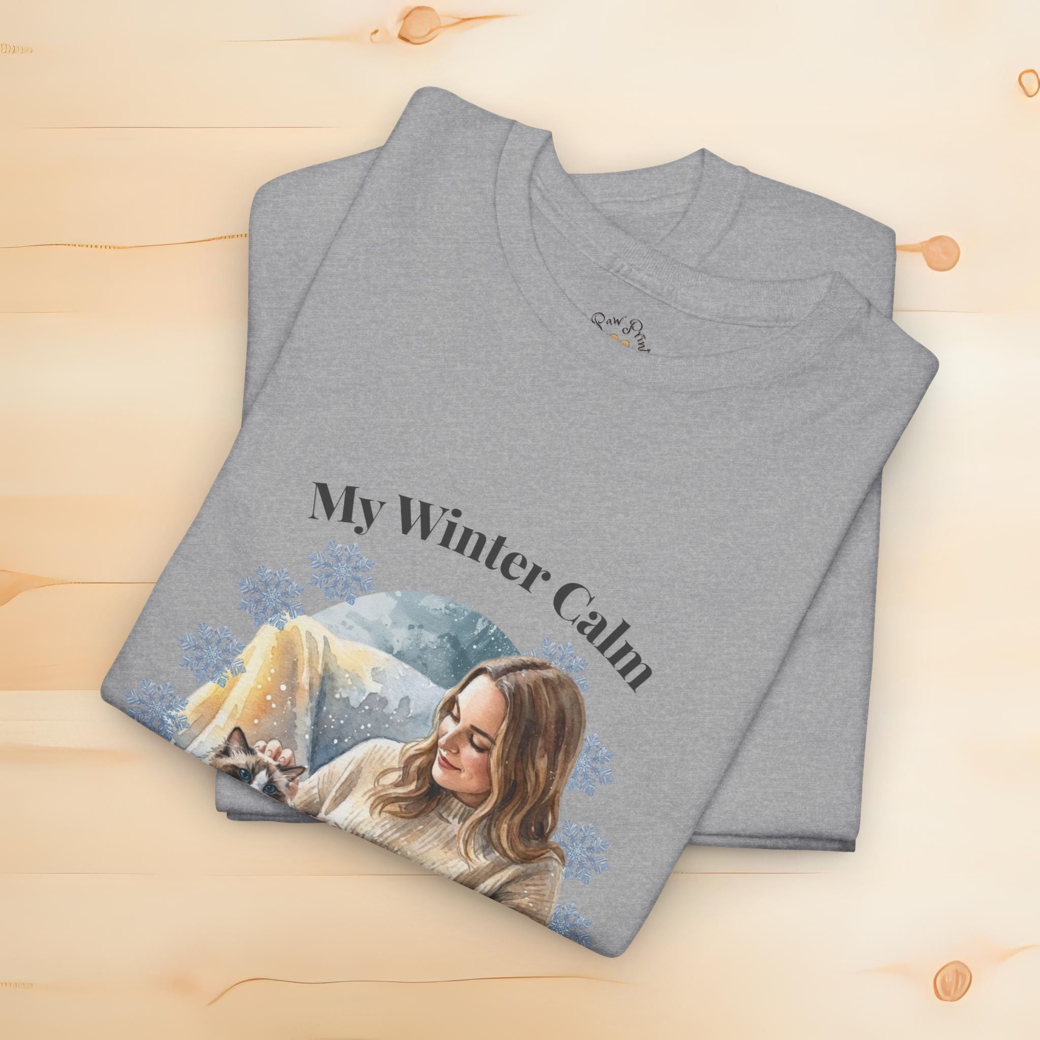 Unisex Personalized T-Shirt – My Winter Calm: Custom Ragdoll Watercolor Winter Portrait