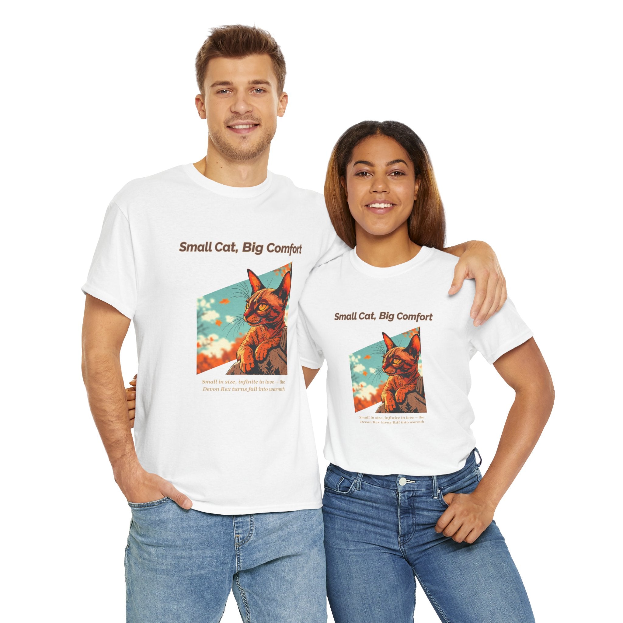 Unisex T-Shirt – Small Cat, Big Comfort: Devon Rex Fall Shirt