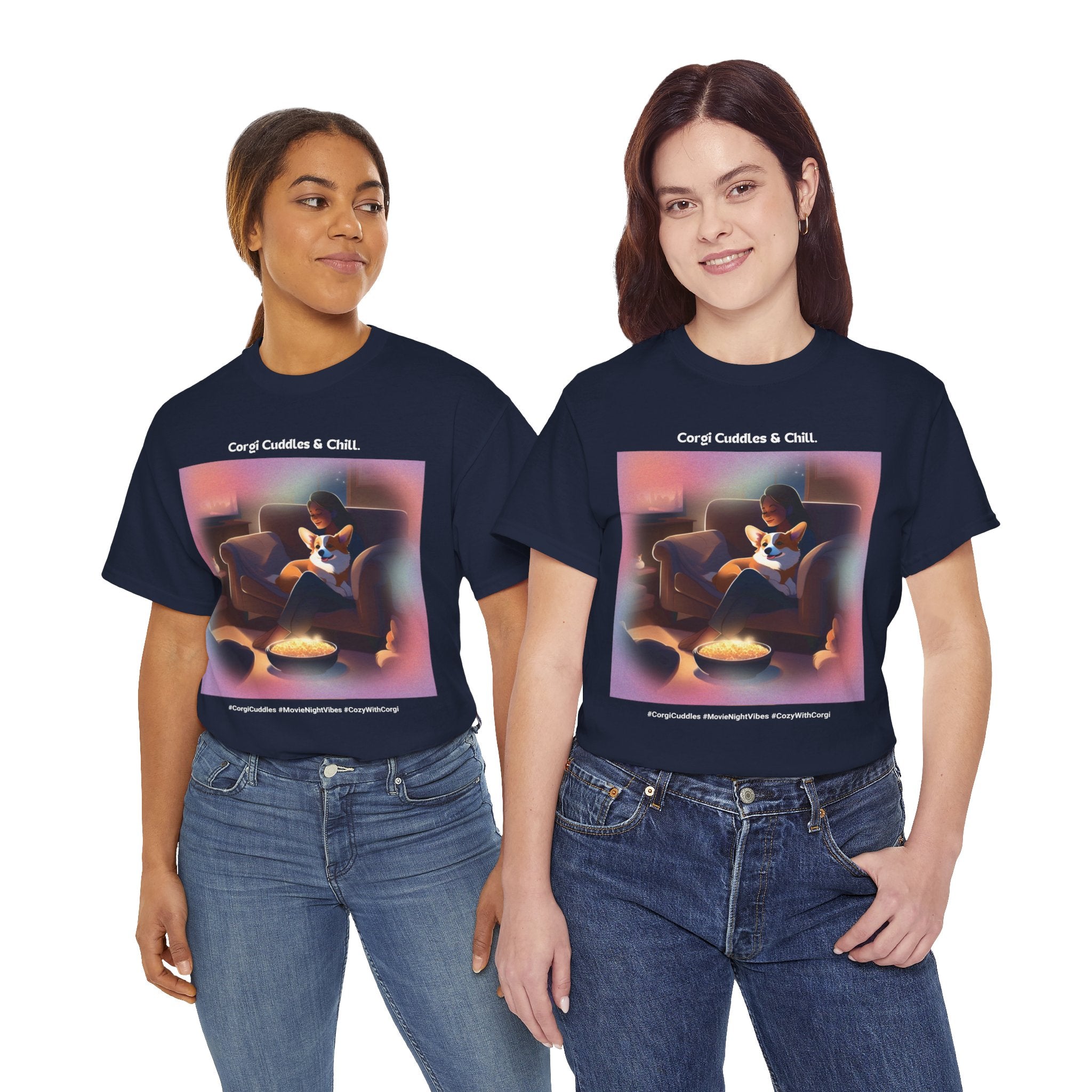 Women's - Corgi Cuddles & Chill: Cozy Movie Nights T-Shirt