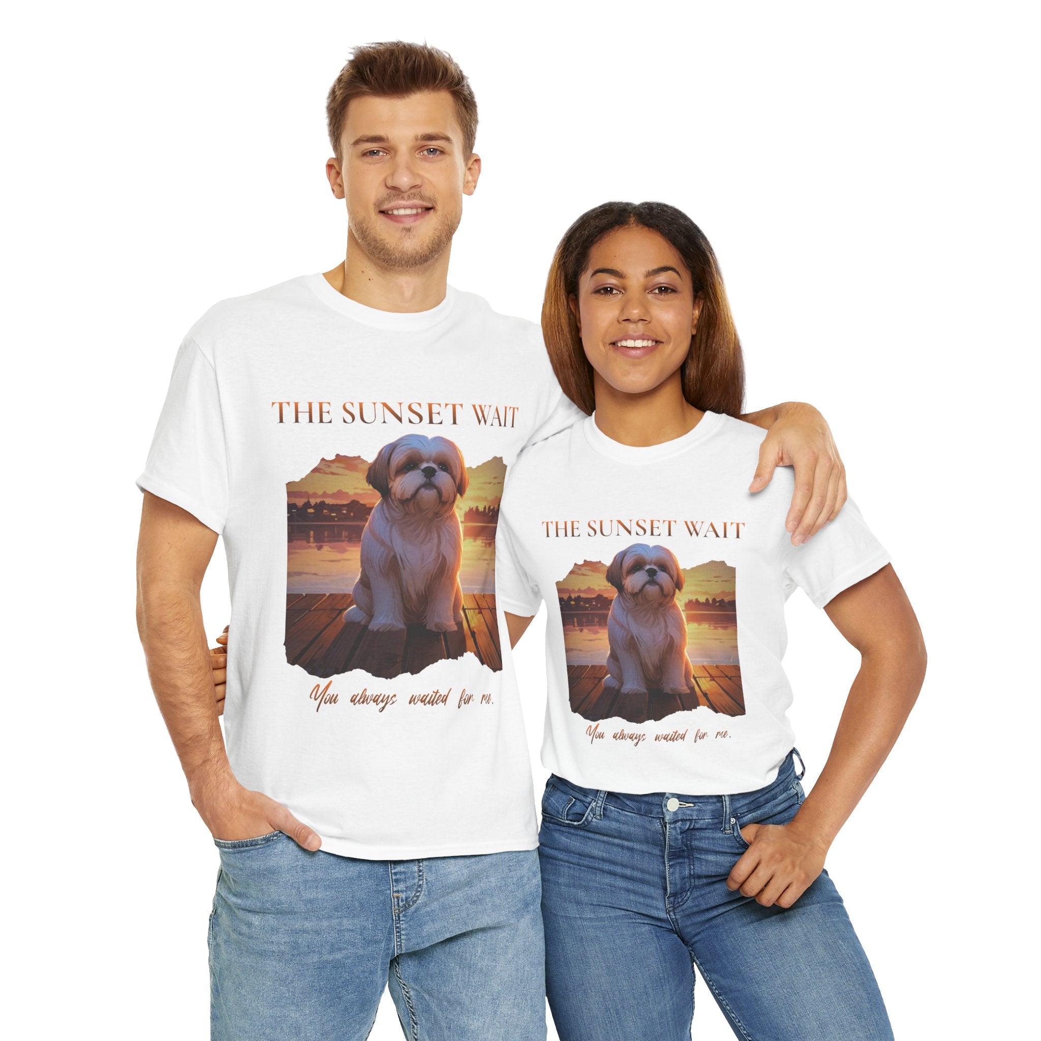 Unisex “The Sunset Wait” Shih Tzu T-Shirt – Sentimental Pet Lover Tee, Late Summer Edition
