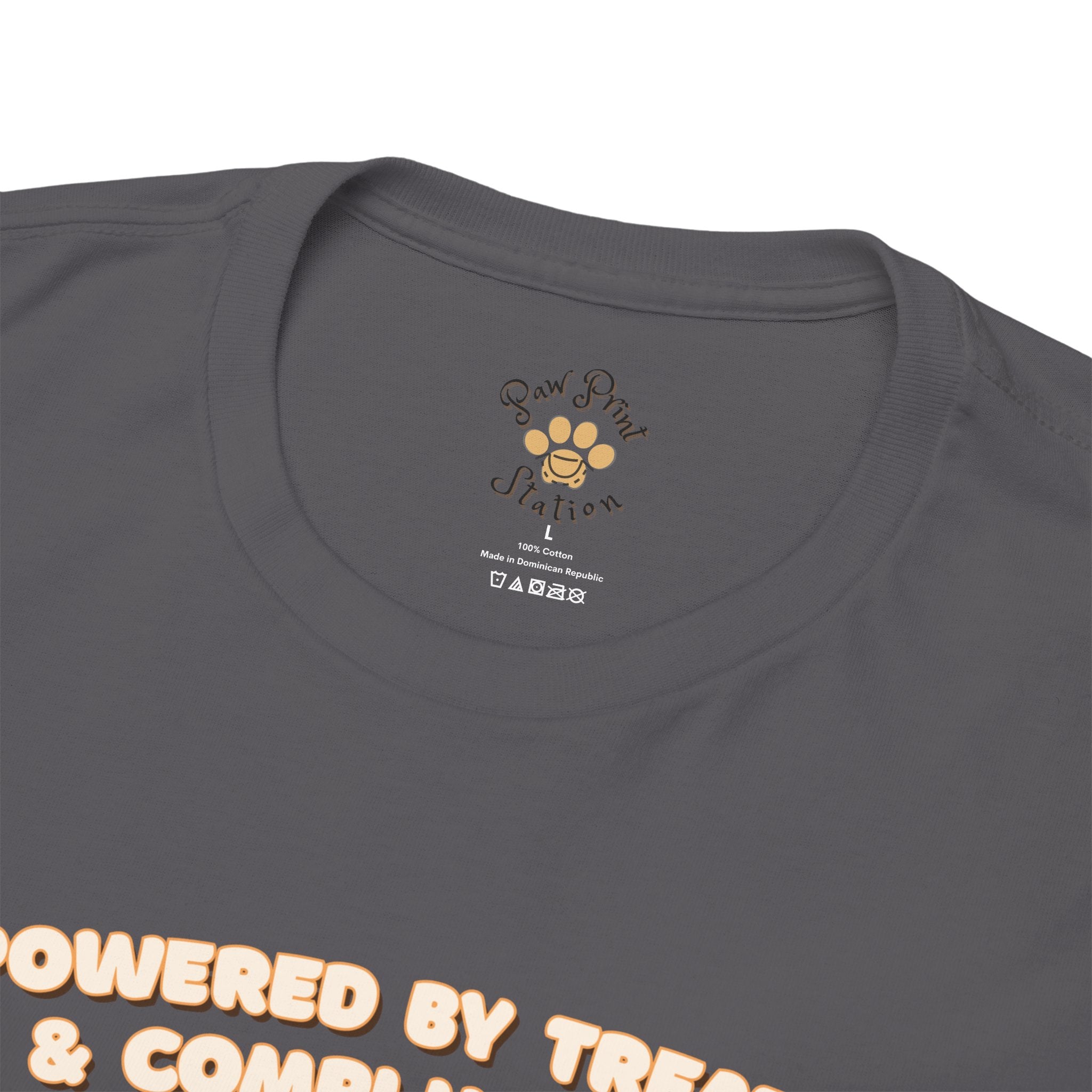 Unisex T-Shirt – Powered by Treats & Compliments: Corgi Everyday Moments Edition