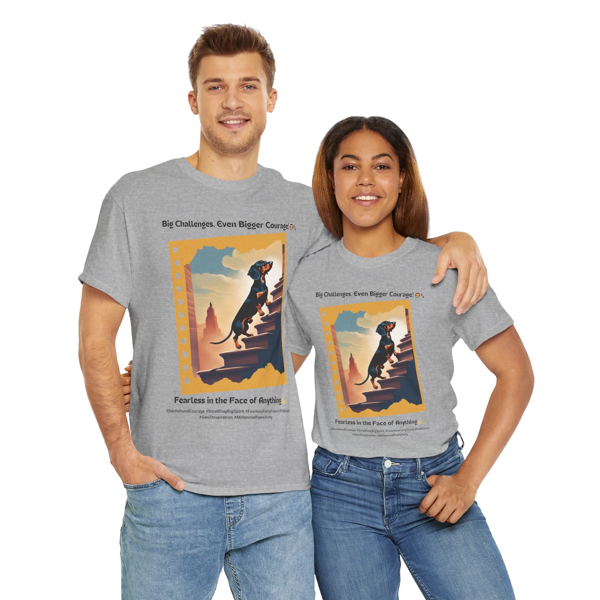 Unisex - Big Challenges, Even Bigger Courage: Dachshund Spirit T-Shirt