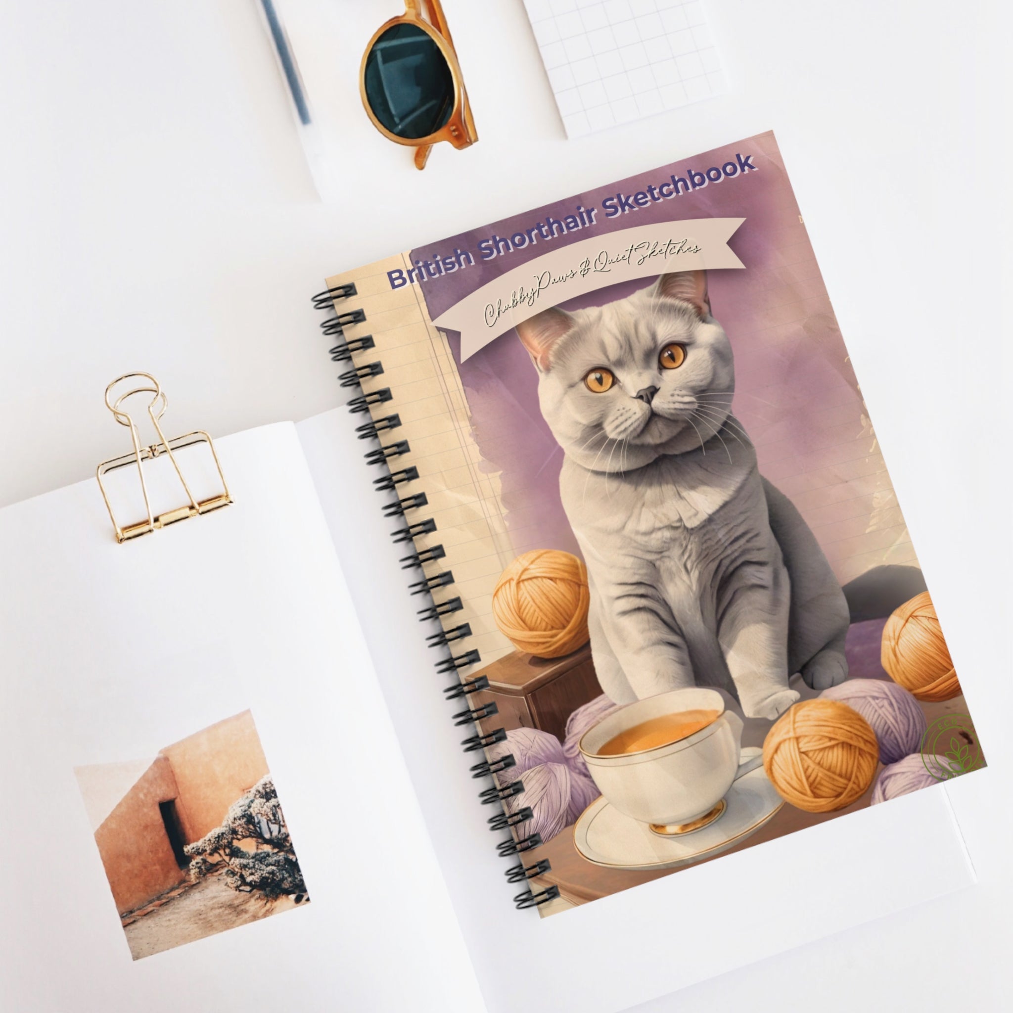 British Shorthair Spiral Notebook, Cute Cat Journal, Perfect Gift for Cat Lovers, Sketchbook for Artists, Kitty Notebook for Home or School
