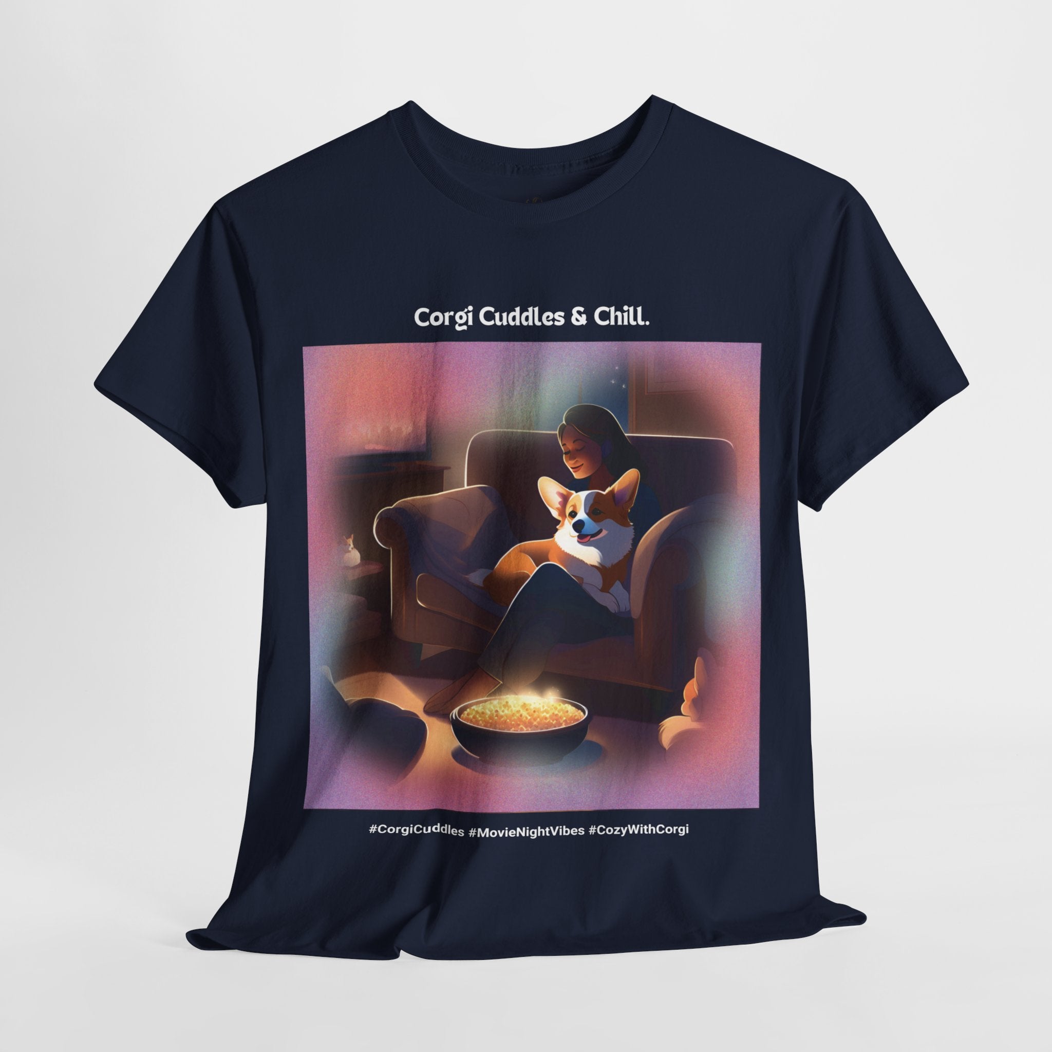 Women's - Corgi Cuddles & Chill: Cozy Movie Nights T-Shirt