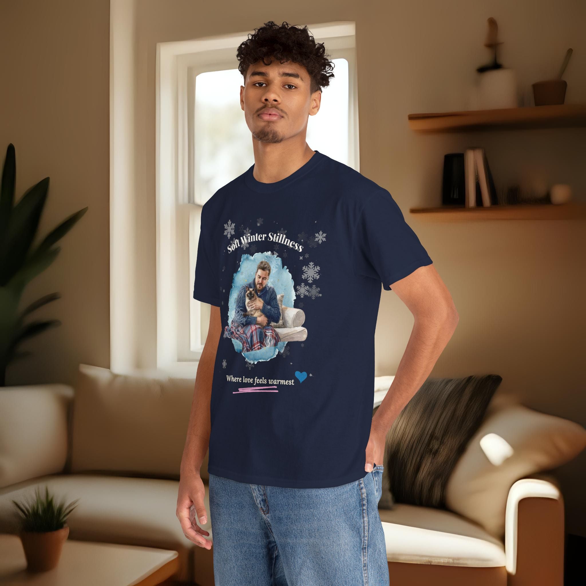 Unisex Personalized T-Shirt – Soft Winter Stillness: Siamese Watercolor Portrait Edition