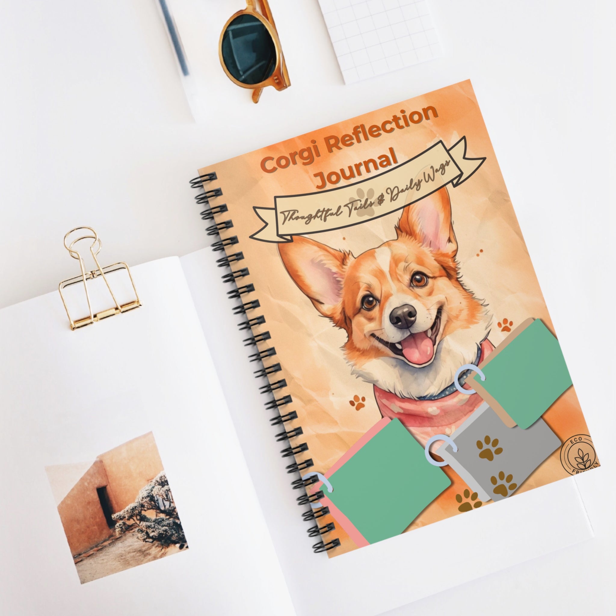 Corgi Reflection Spiral Notebook - Thoughtful Notes for Dog Lovers, Pet Journal, Cute Corgi Gift, Stationery, Dog Owner Memoir
