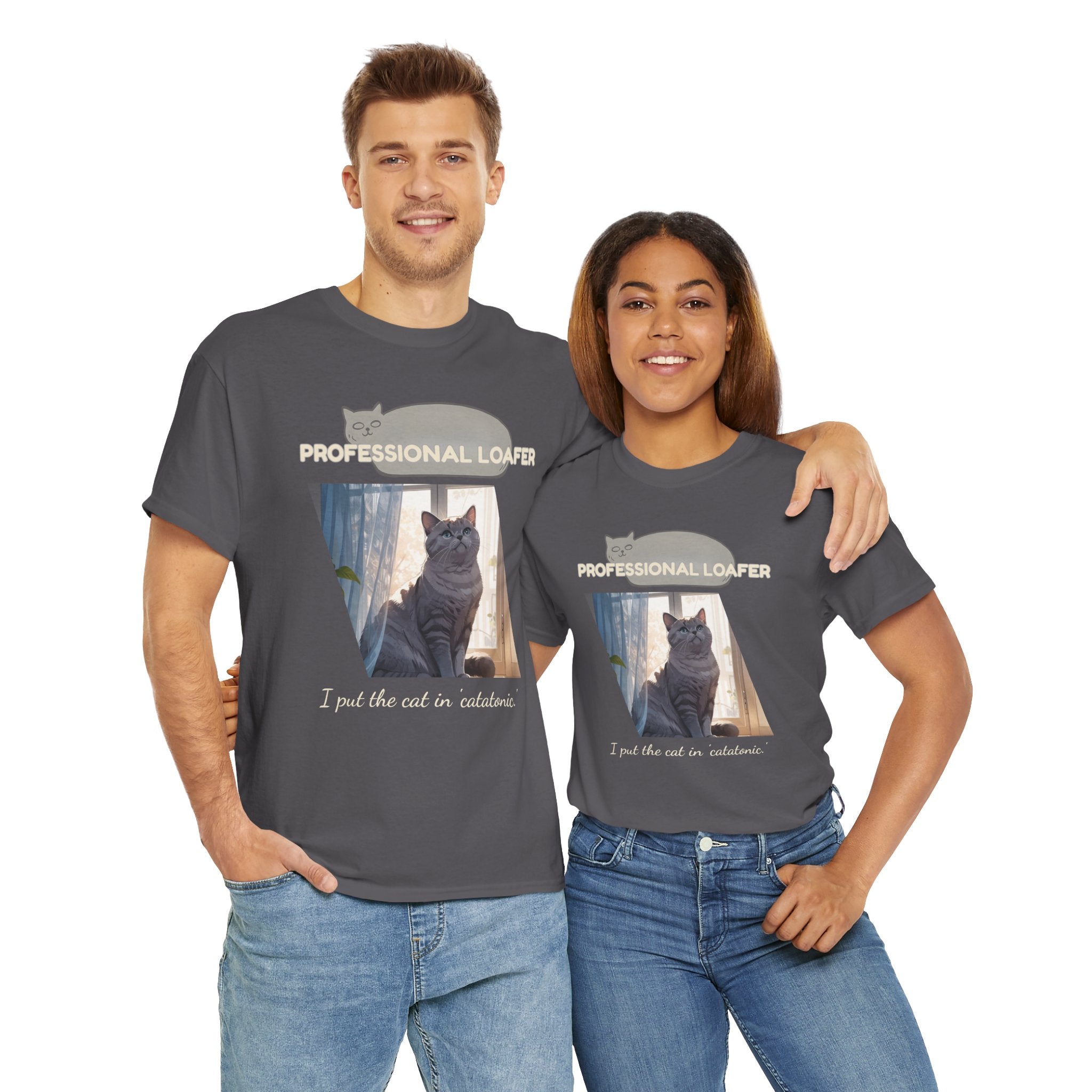 Unisex “Professional Loafer” British Shorthair Cat T-Shirt – Relaxed Fit Funny Pet Shirt