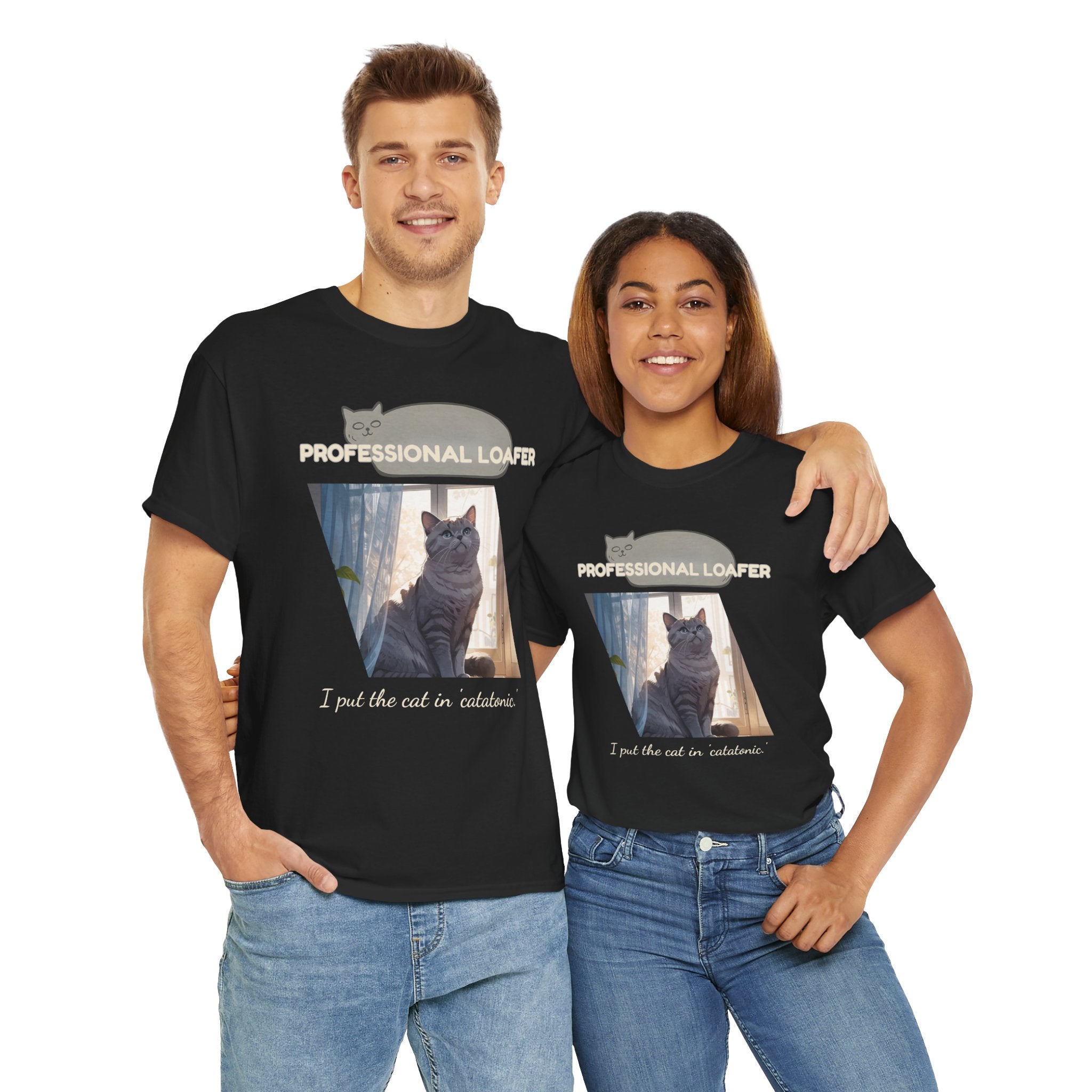 Unisex “Professional Loafer” British Shorthair Cat T-Shirt – Relaxed Fit Funny Pet Shirt