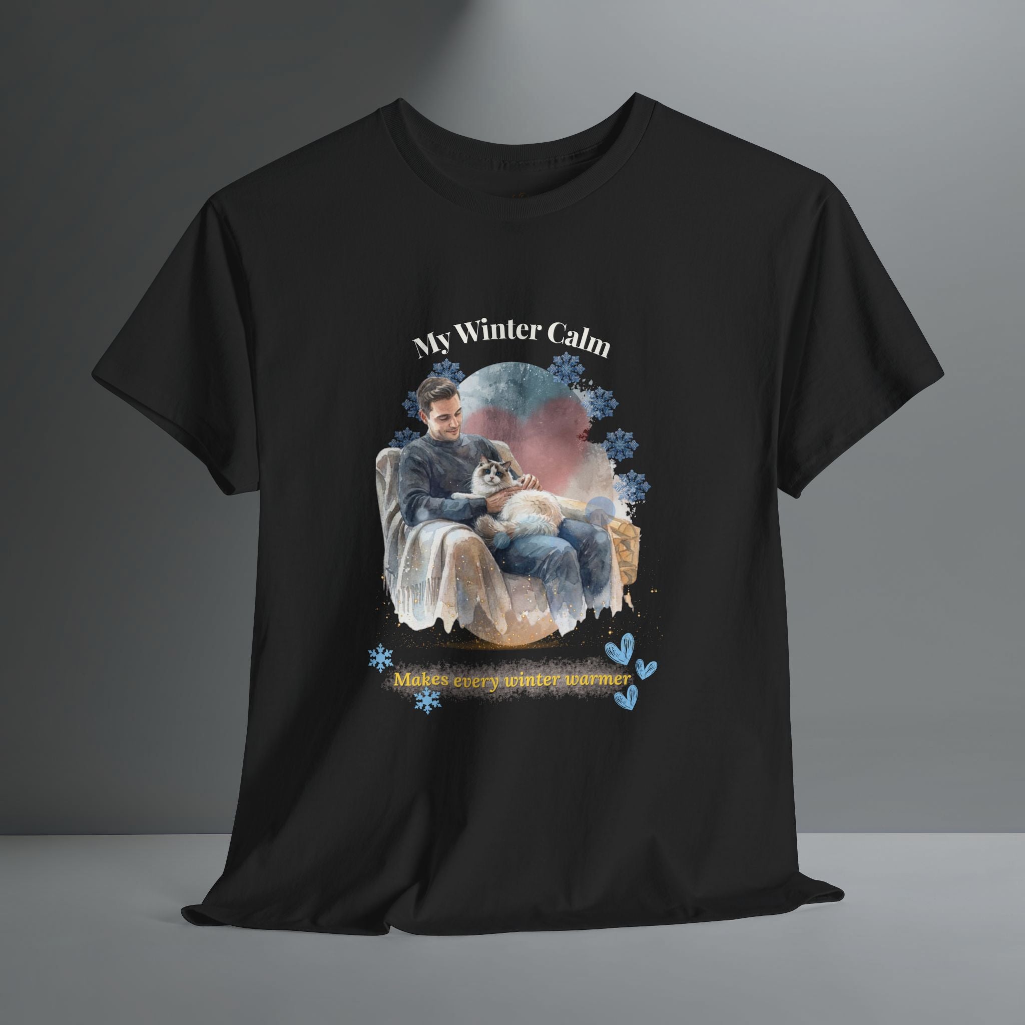 Unisex Personalized T-Shirt – My Winter Calm: Custom Ragdoll Watercolor Winter Portrait