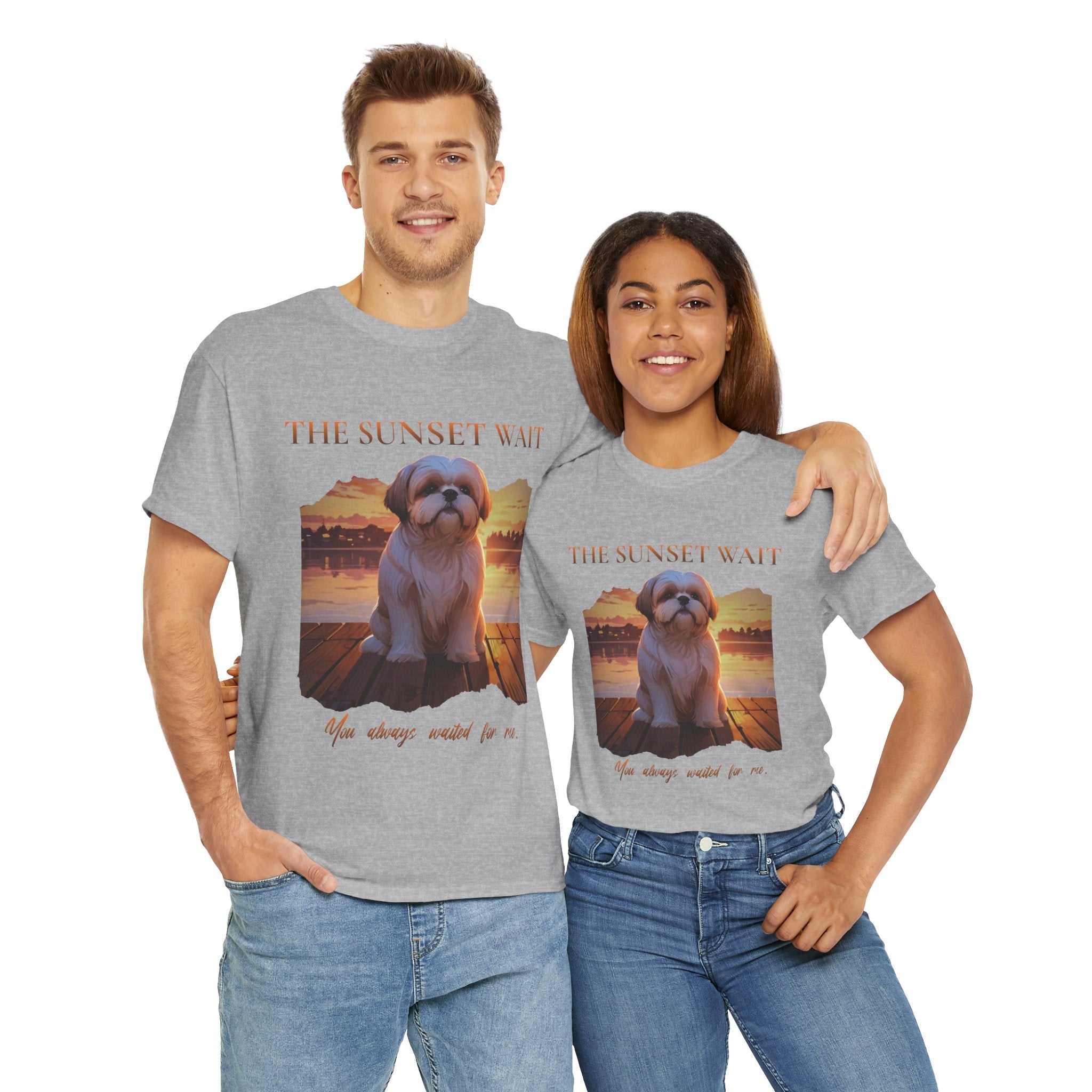 Unisex “The Sunset Wait” Shih Tzu T-Shirt – Sentimental Pet Lover Tee, Late Summer Edition