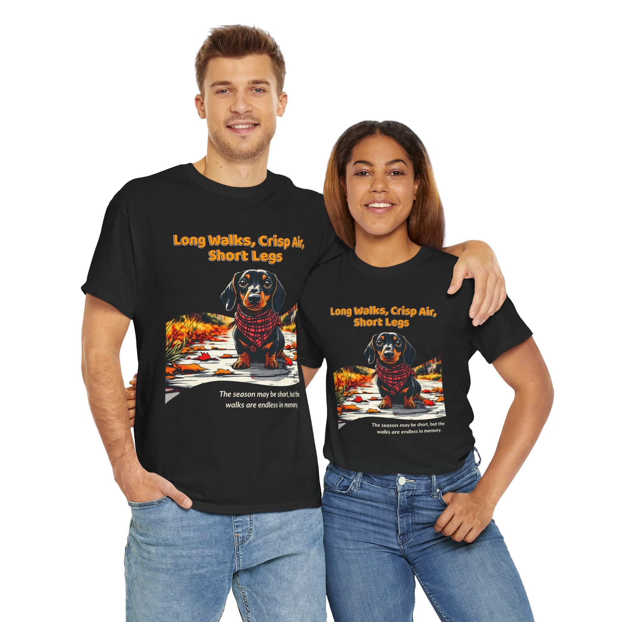 Unisex T-Shirt – Long Walks, Crisp Air, Short Legs: Dachshund Fall Shirt