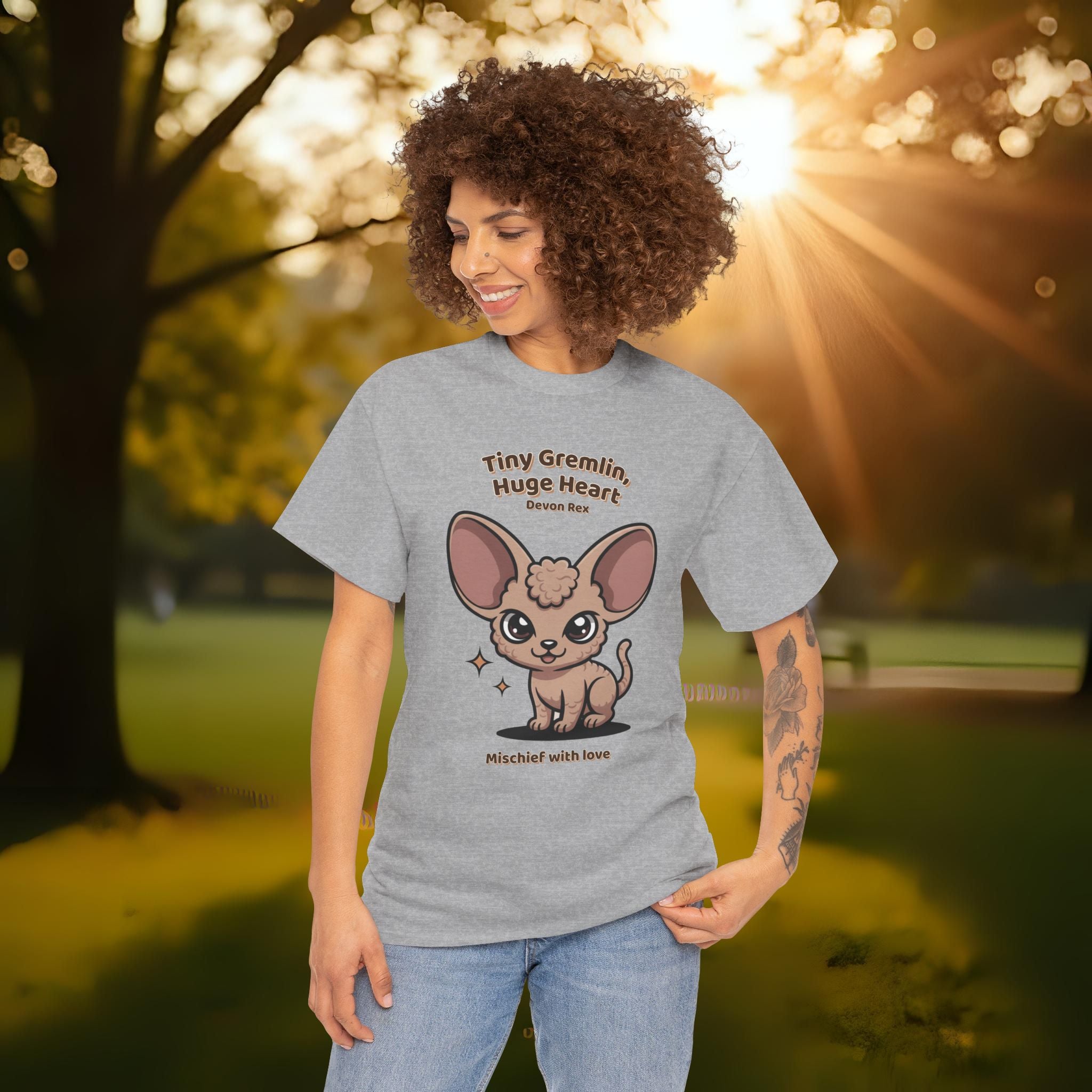 Unisex T-Shirt – Tiny Gremlin, Huge Heart: Devon Rex Everyday Moments Edition
