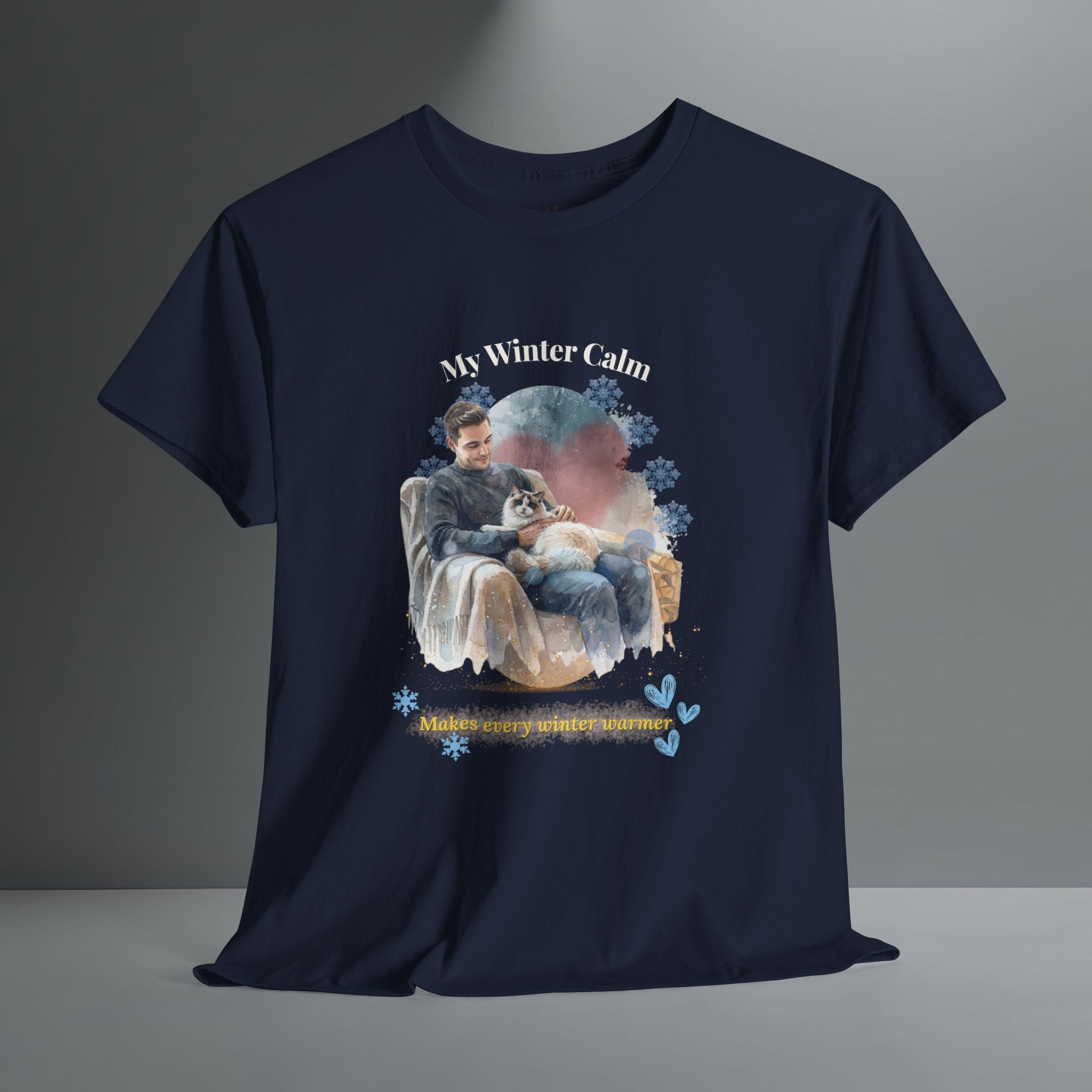 Unisex Personalized T-Shirt – My Winter Calm: Custom Ragdoll Watercolor Winter Portrait