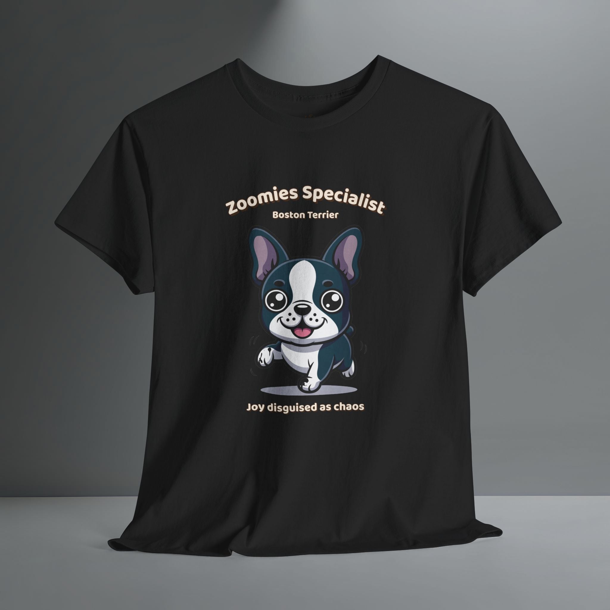 Unisex T-Shirt – Zoomies Specialist: Boston Terrier Everyday Moments Edition