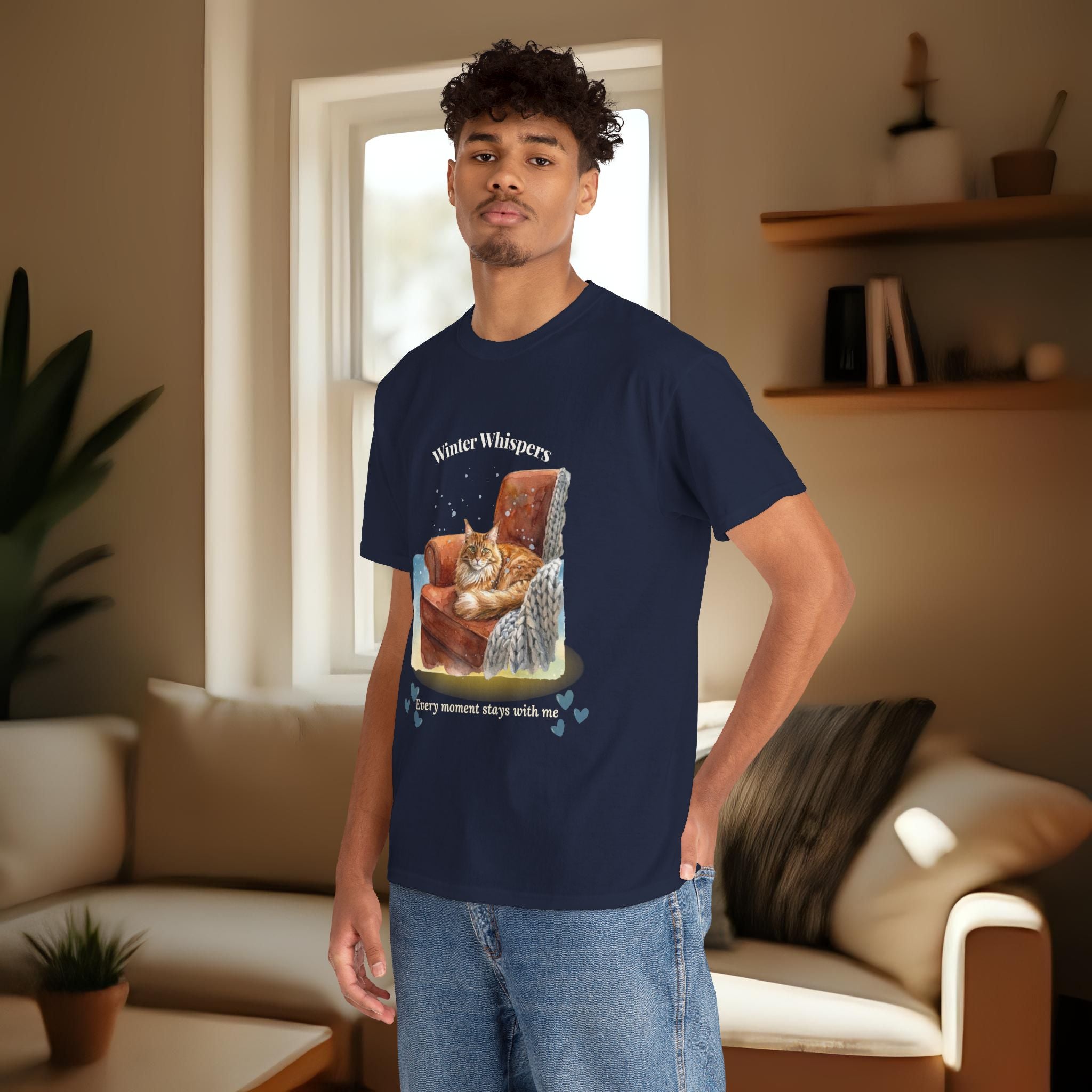 Unisex Personalized T-Shirt – Winter Whispers: Maine Coon Watercolor Portrait Edition