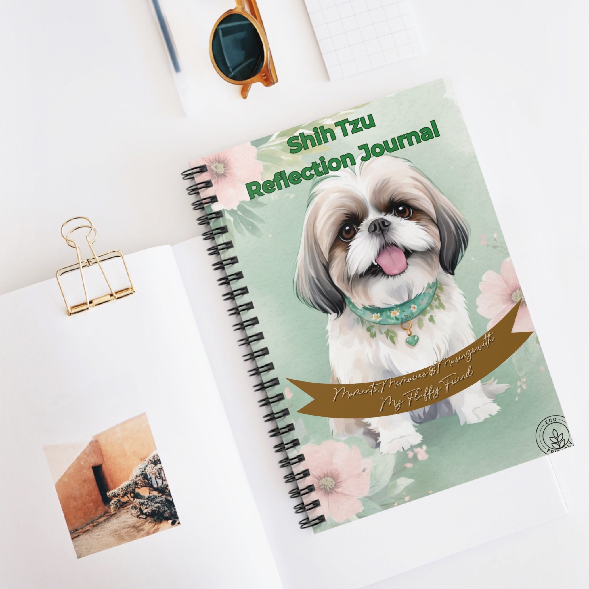 Shih Tzu Reflection Journal | Dog Lover’s Notebook | Pet Memory Keeper | Gift for Dog Parents | Floral Spiral Notebook | Cute Puppy Journal