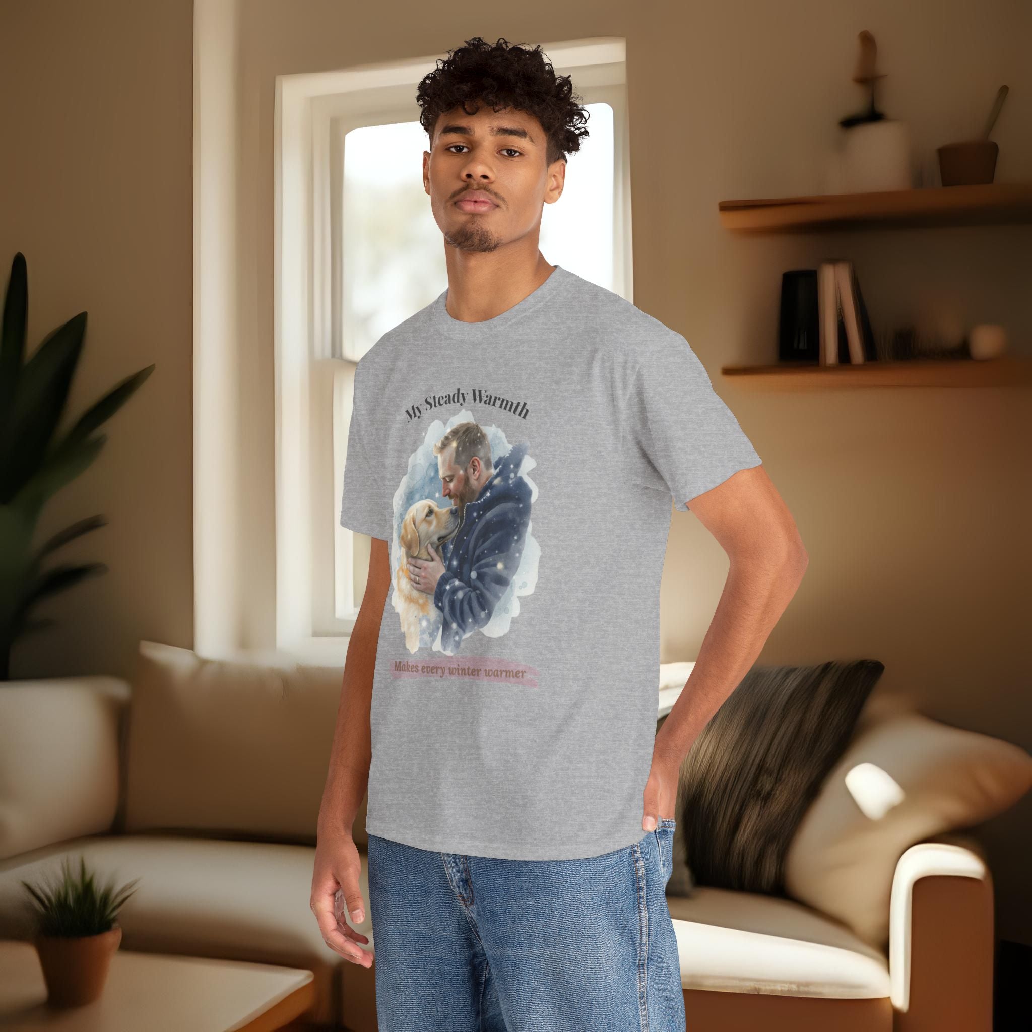 Unisex Personalized T-Shirt – My Steady Warmth: Custom Labrador Watercolor Winter Portrait
