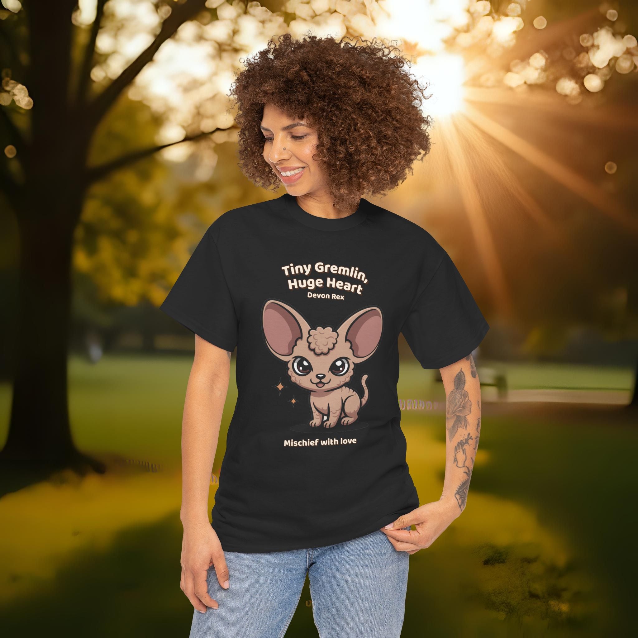 Unisex T-Shirt – Tiny Gremlin, Huge Heart: Devon Rex Everyday Moments Edition